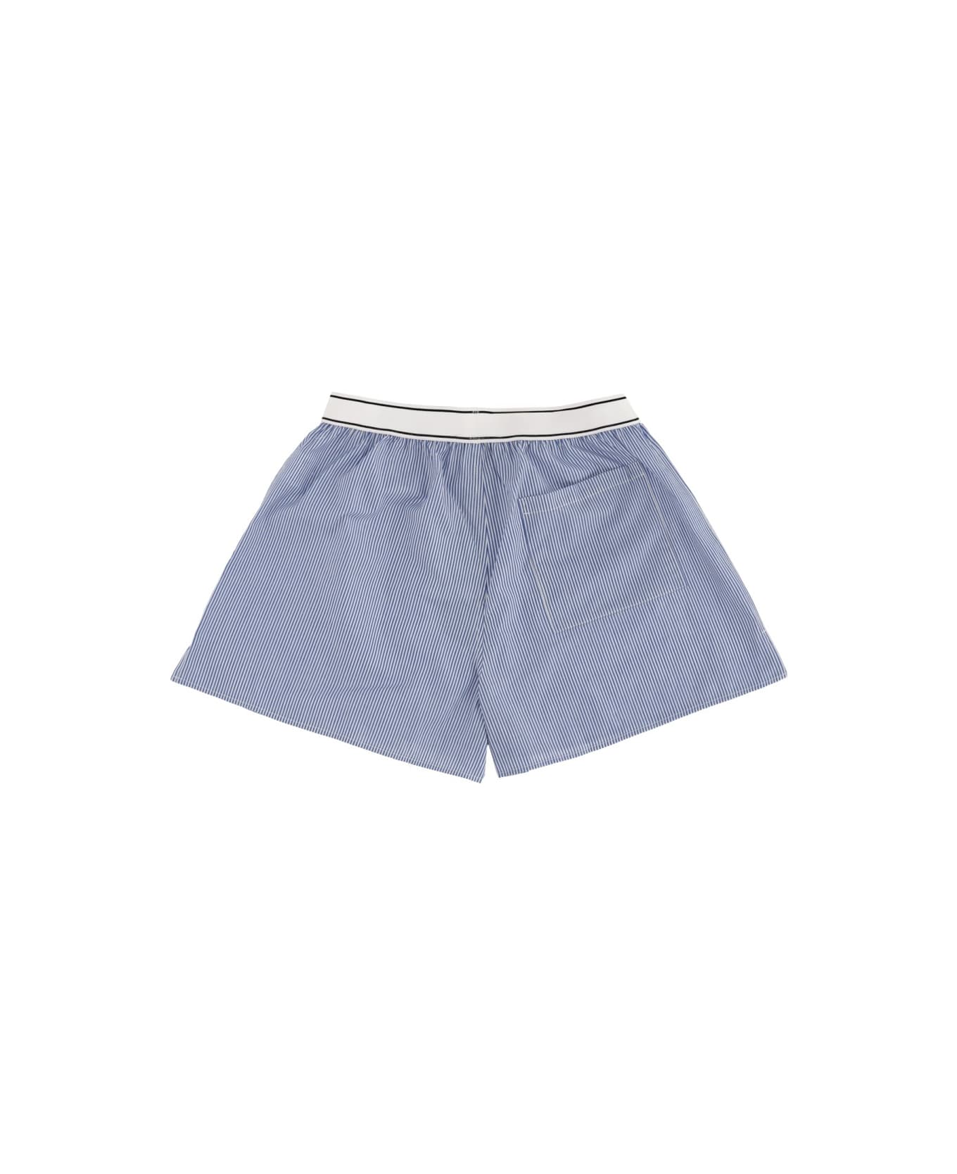 Sporty & Rich Striped Logo Shorts - BLUE