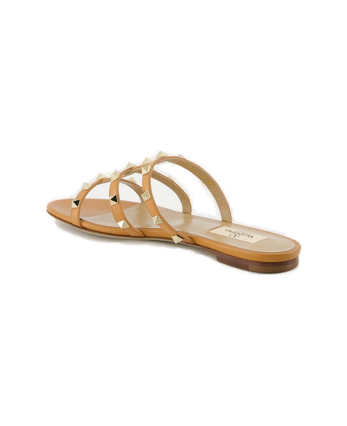 Valentino Garavani Garavani Rockstud Slip-on Flat Sandals - Leather Brown
