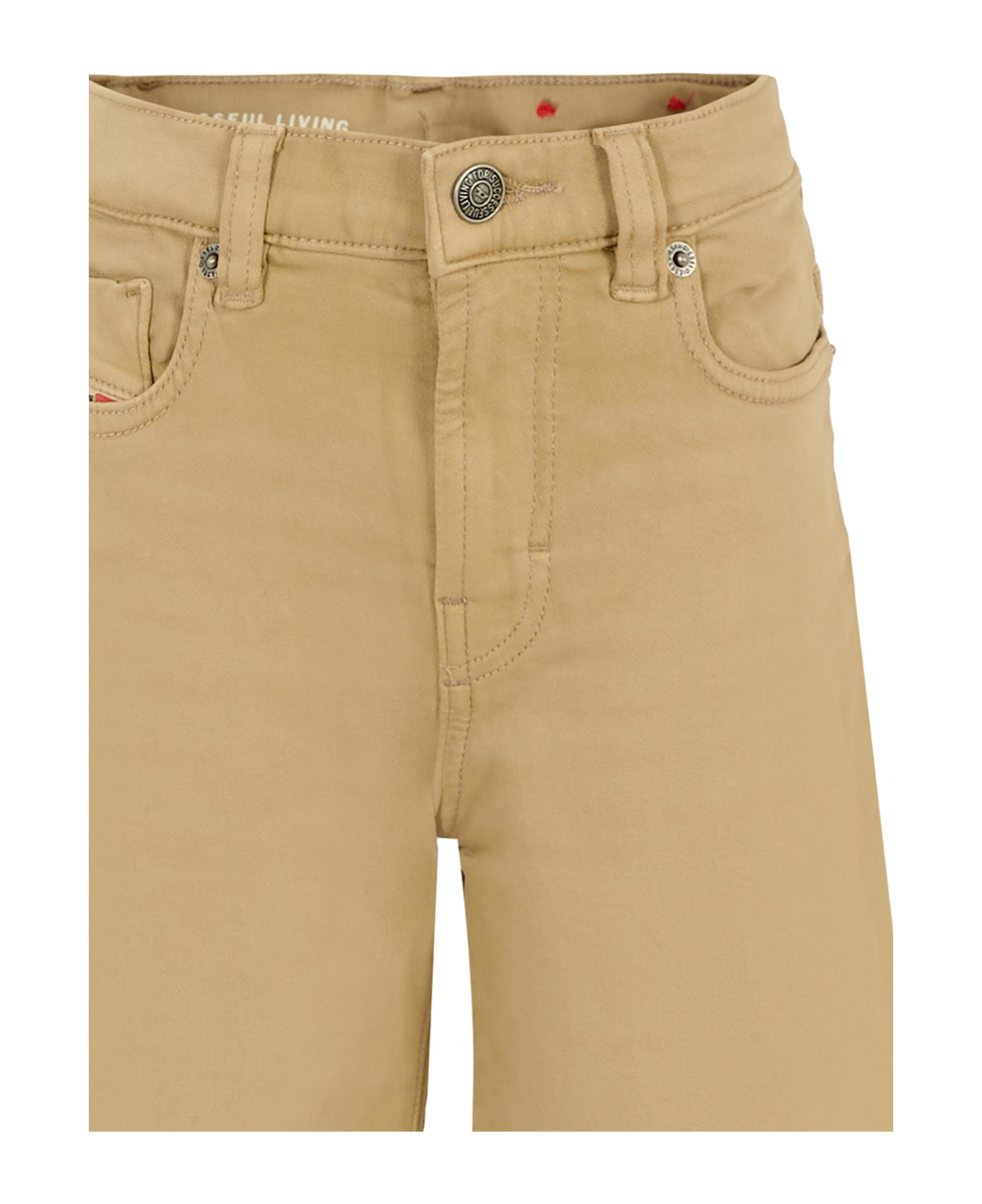 Diesel Beige Trousers For Girl With Logo - Beige