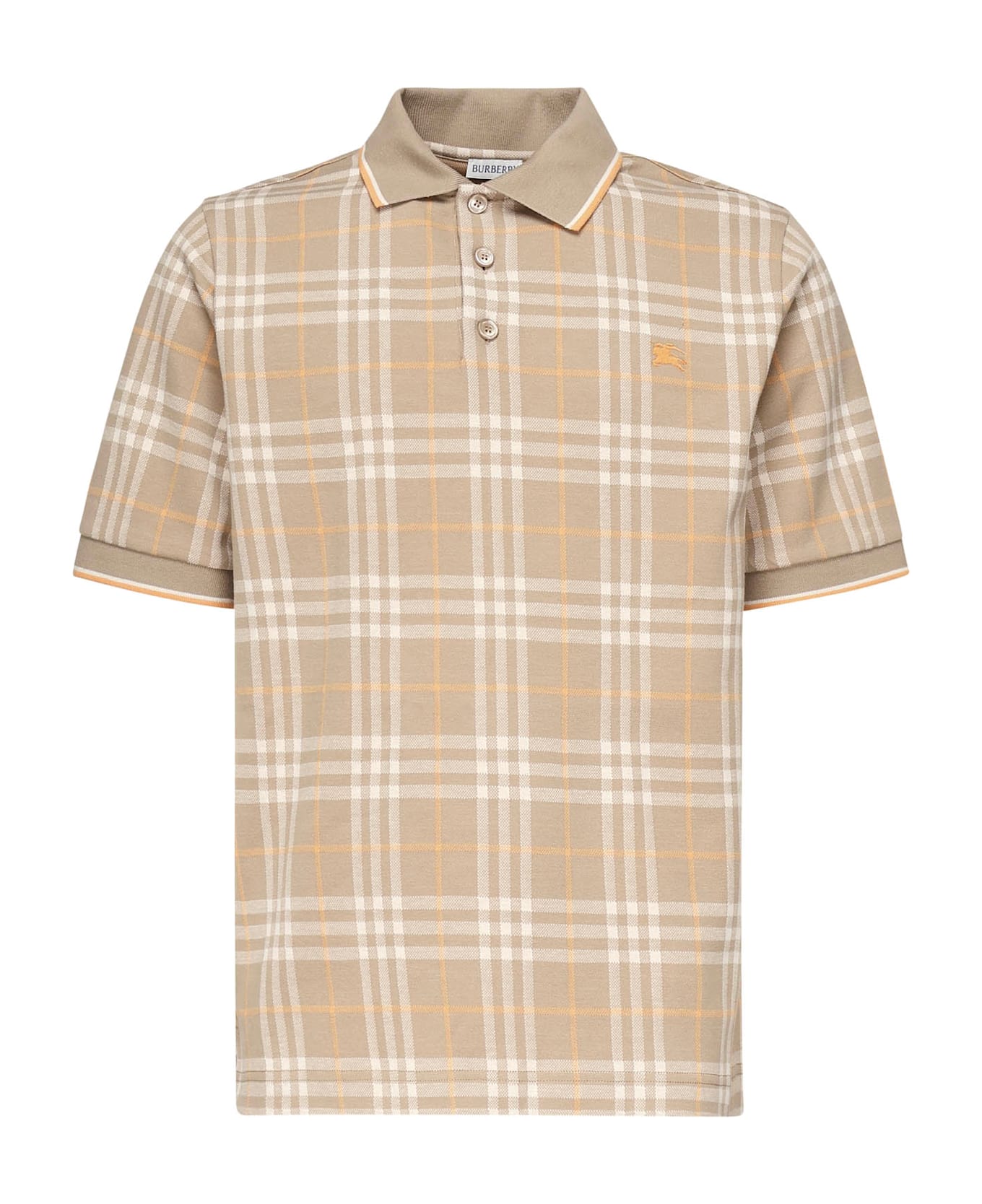 Burberry Check Cotton Polo - SAND