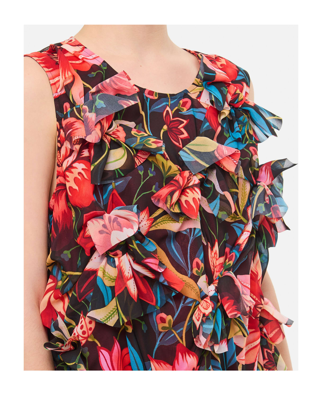 Comme des Garçons Chiffon Floral Pattern Dress - MultiColour
