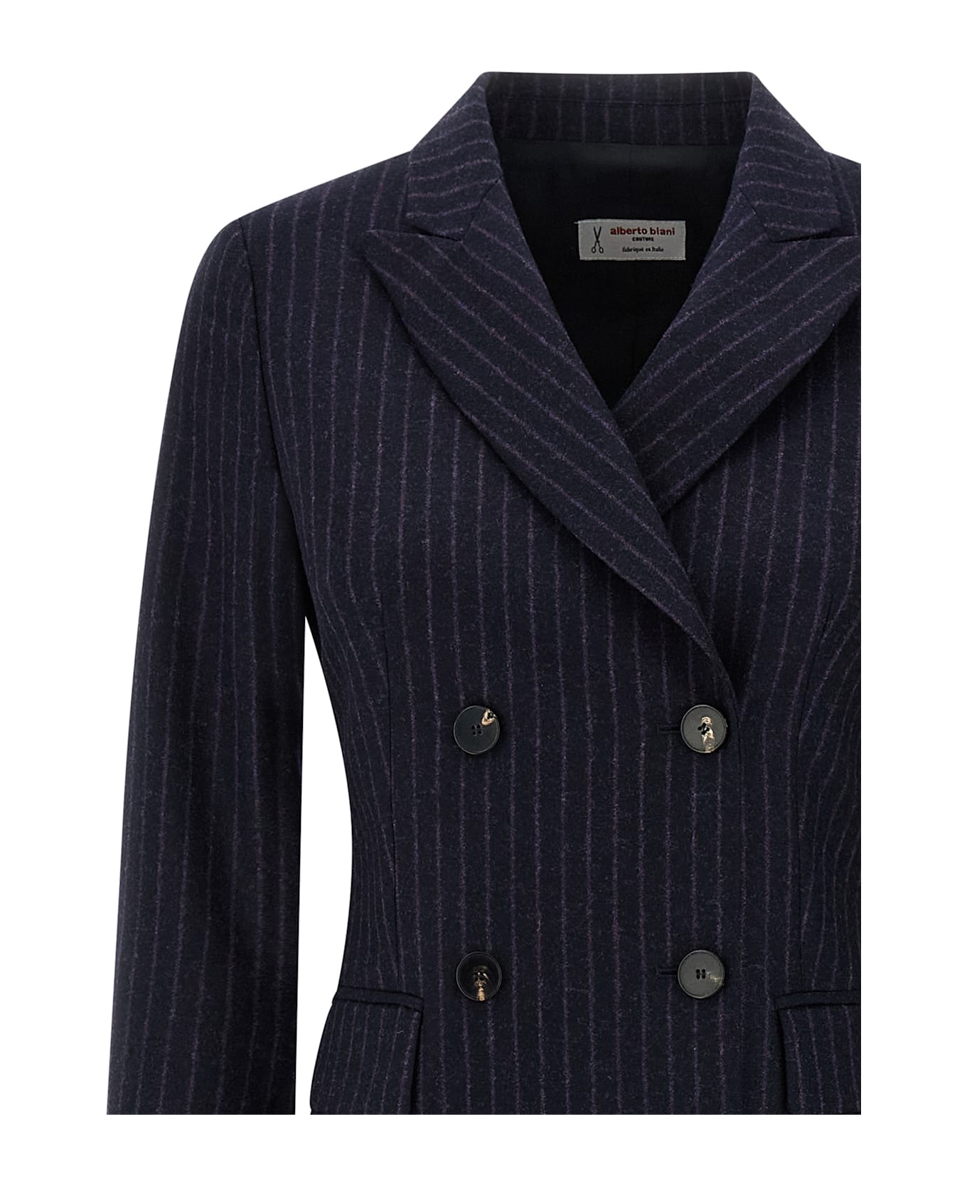 Alberto Biani Pinstripe Coat - Blue