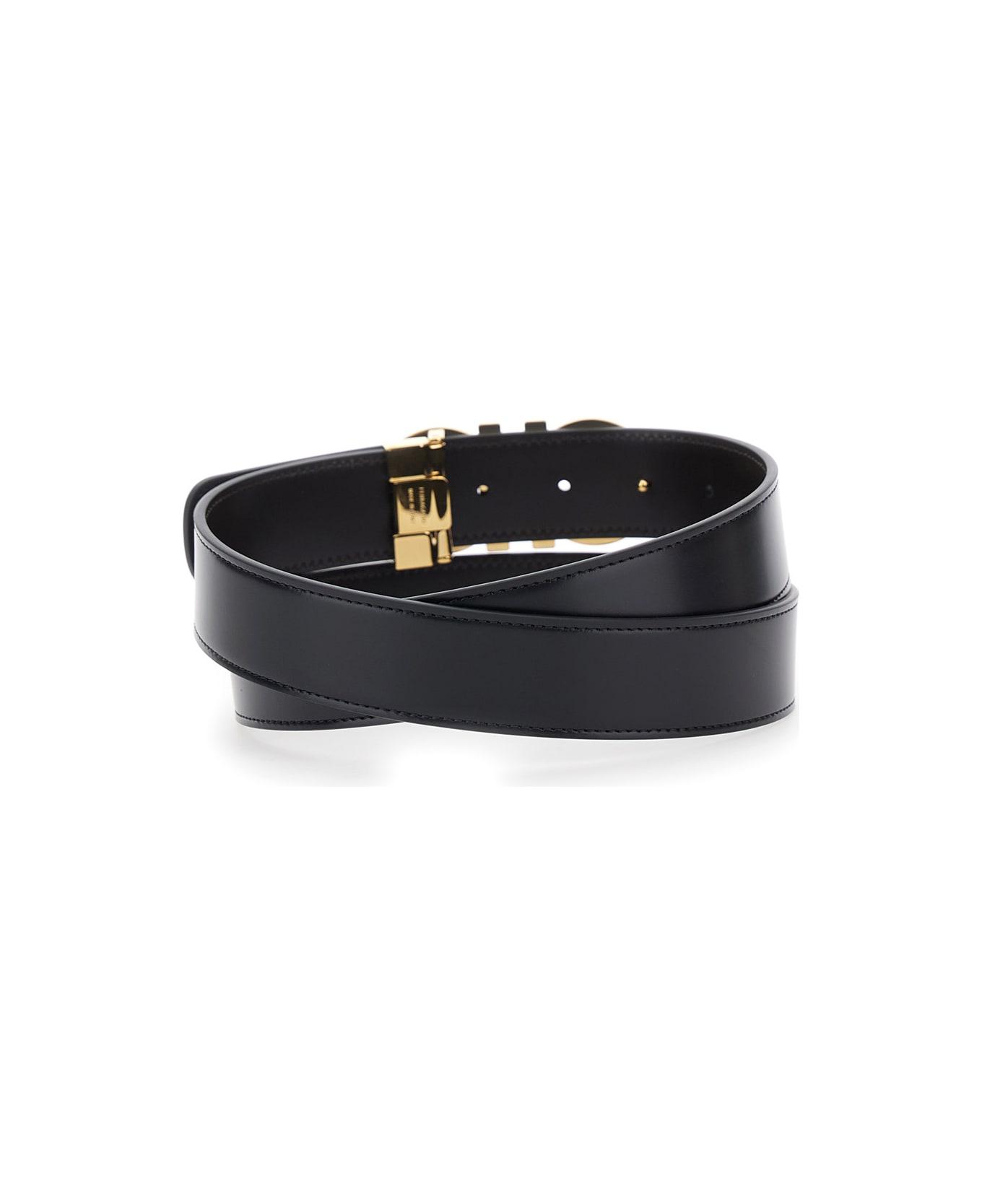 Ferragamo Black Belt With Gancini Buckle In Leather Man - Black