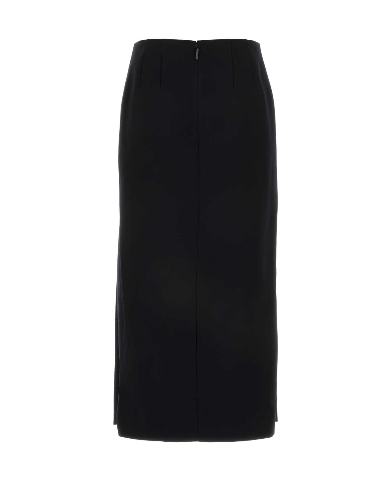 Valentino Garavani Grisaille Wool Midi Skirt - NERO