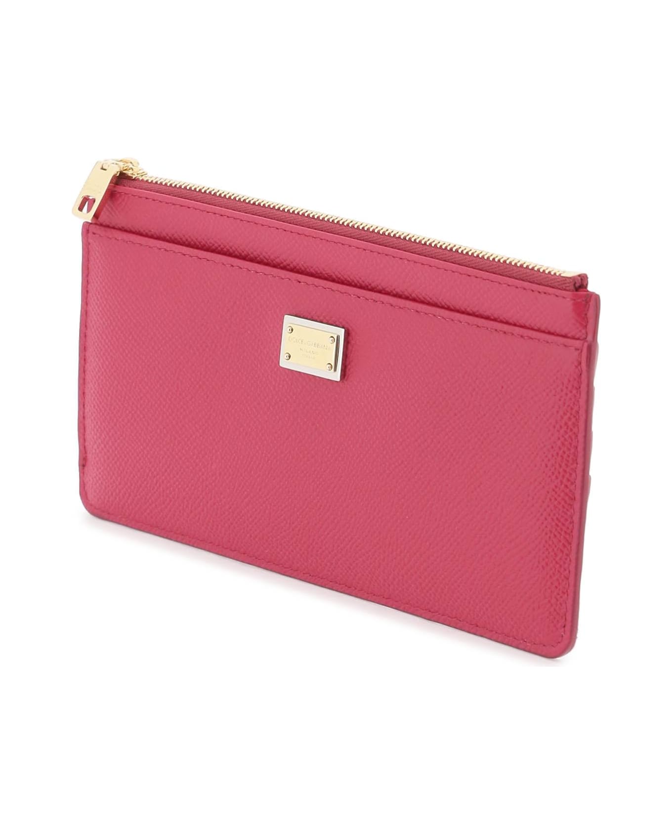 Dolce & Gabbana Cardholder Pouch In Dauphine Calfskin - CICLAMINO (Pink)