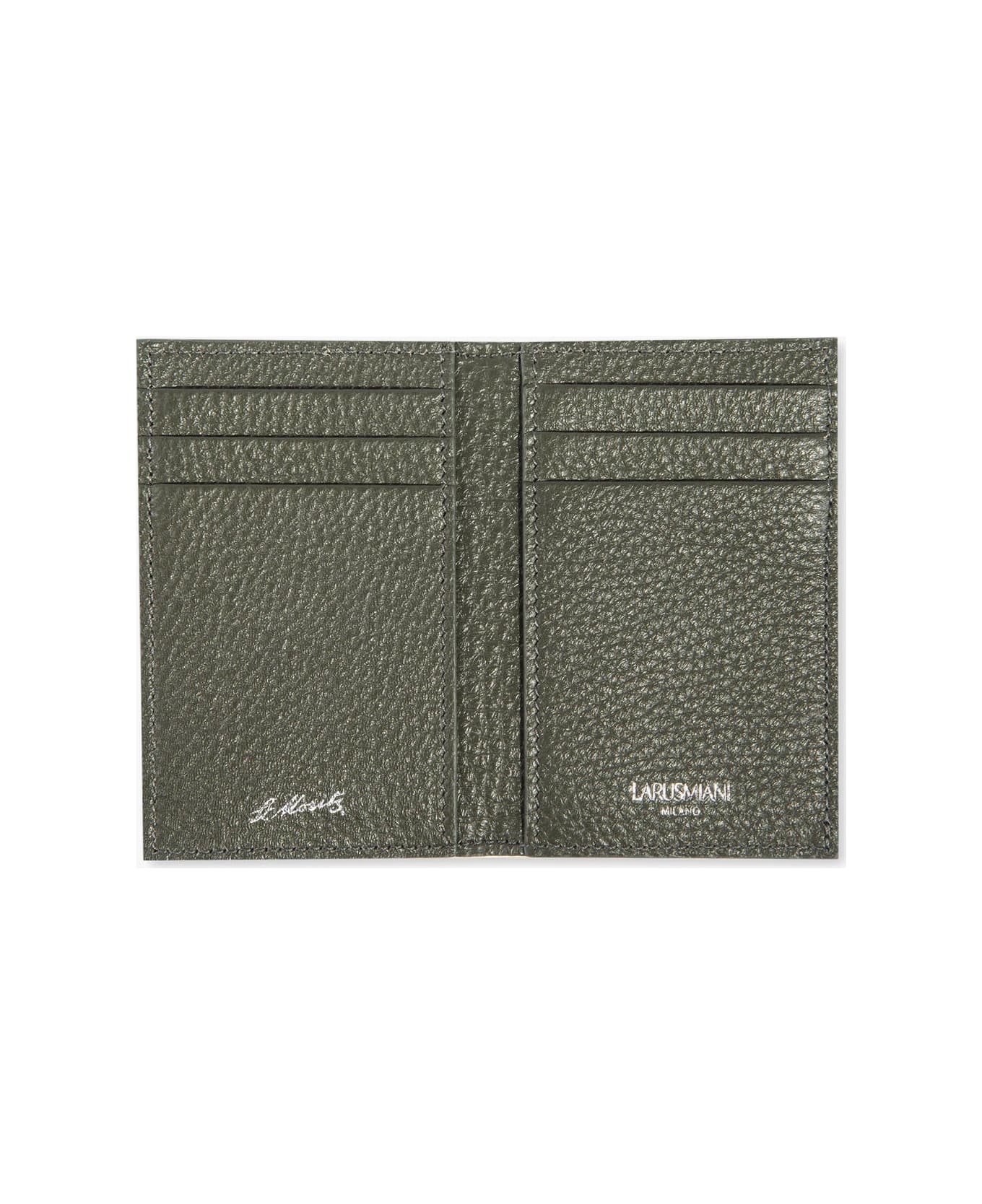 Larusmiani Vertical Card Holder St.moritz Wallet - Olive