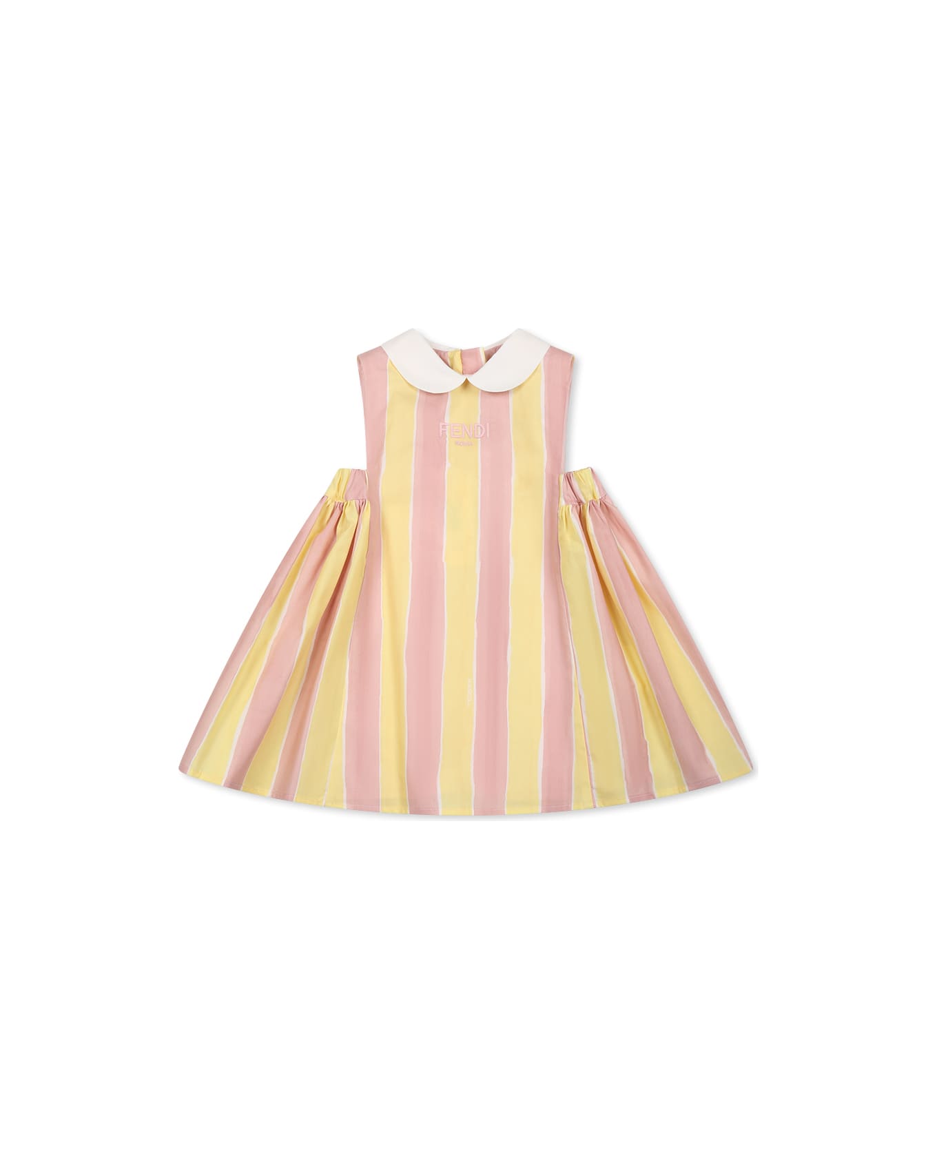Fendi Multicolor Dress For Baby Girl With Logo - Multicolor