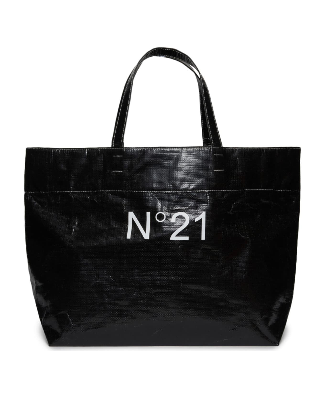 N.21 N21w23u Bags N°21 Black Shopper Bag With Institutional Logo - Nero