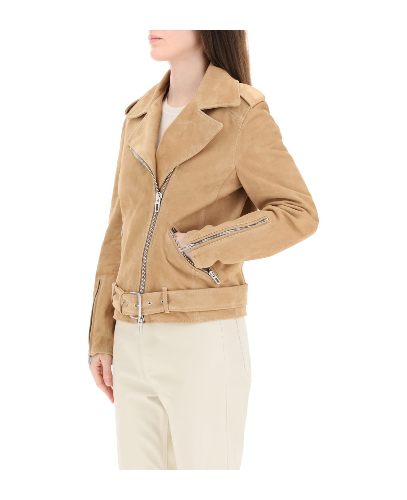 DROMe Suede Biker Jacket - SAND (Brown)