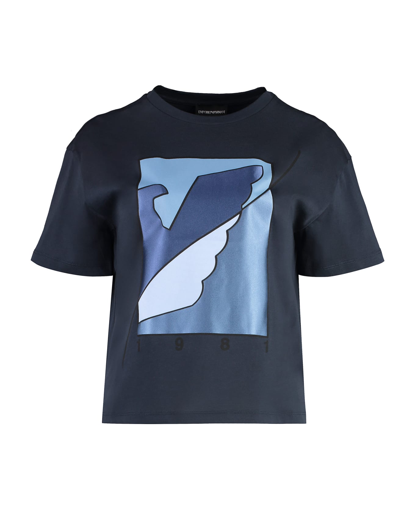 Emporio Armani Printed Cotton T-shirt - blue