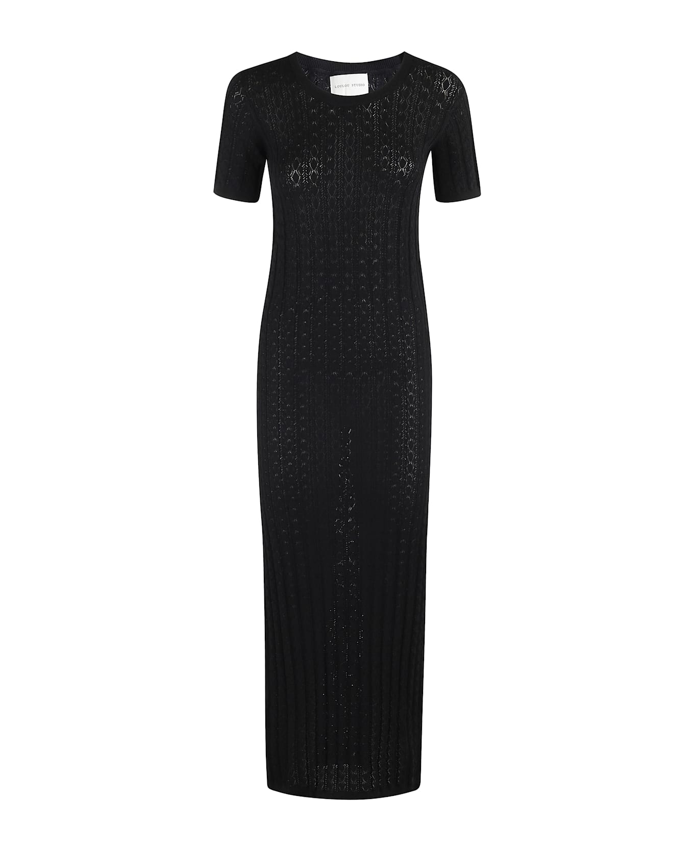 Loulou Studio Rib Lace Knit Dress - Black