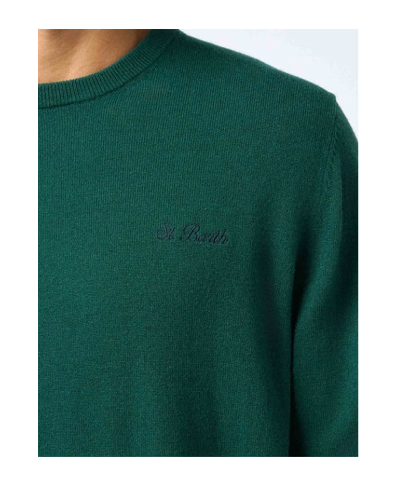 MC2 Saint Barth Green Stretch Crewneck Sweater - BRITISH GREEN