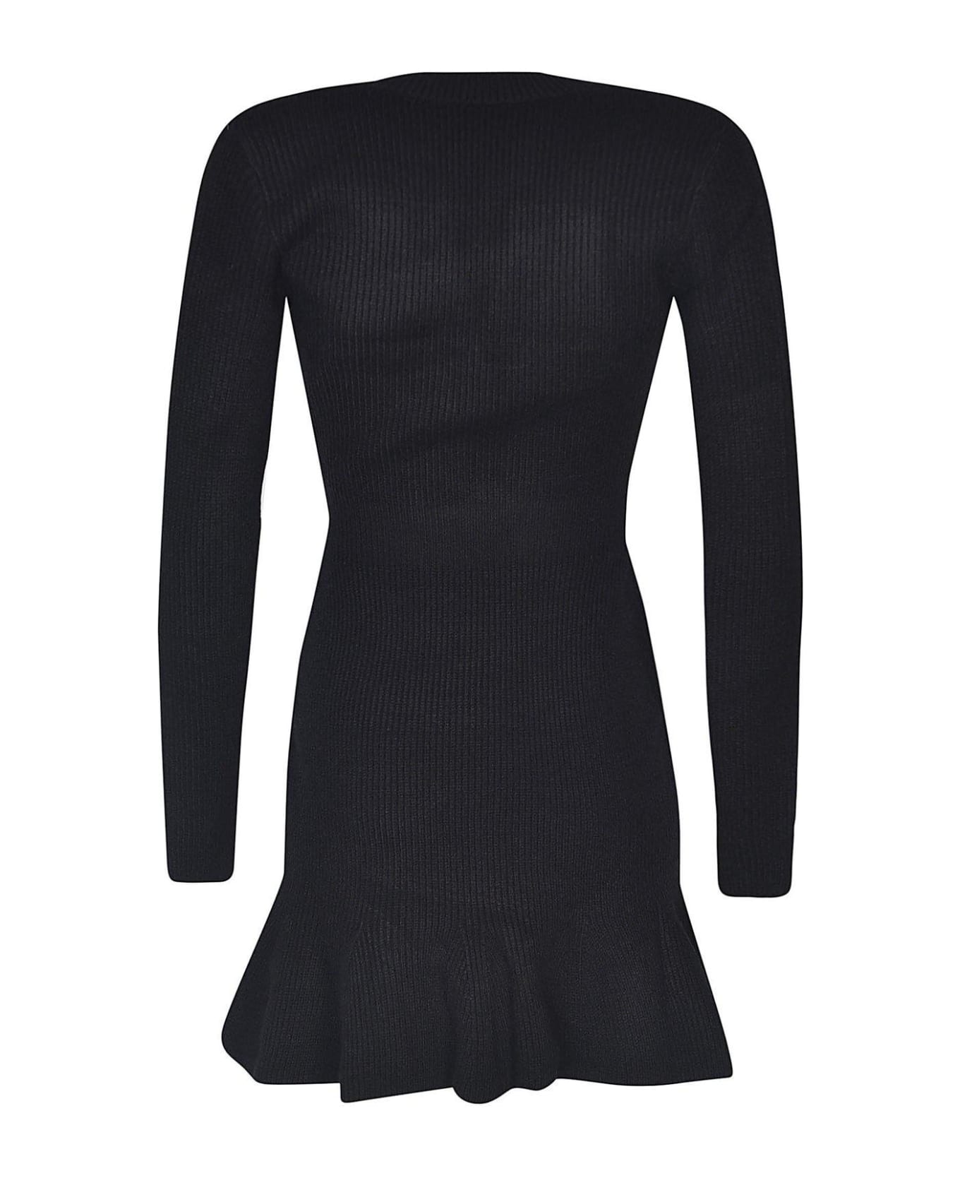Elisabetta Franchi V-neck Ribbed-knit Mini Dress - Nero