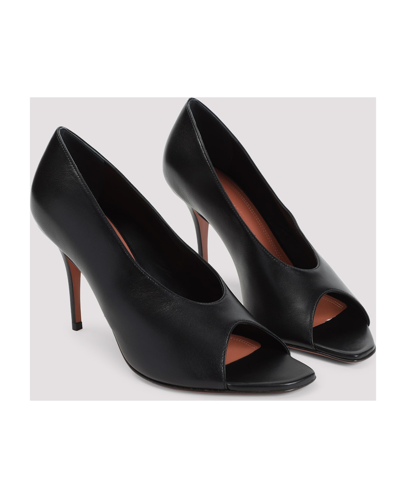 Amina Muaddi Julianne 90 Peep Toe Nappa Pumps - Black