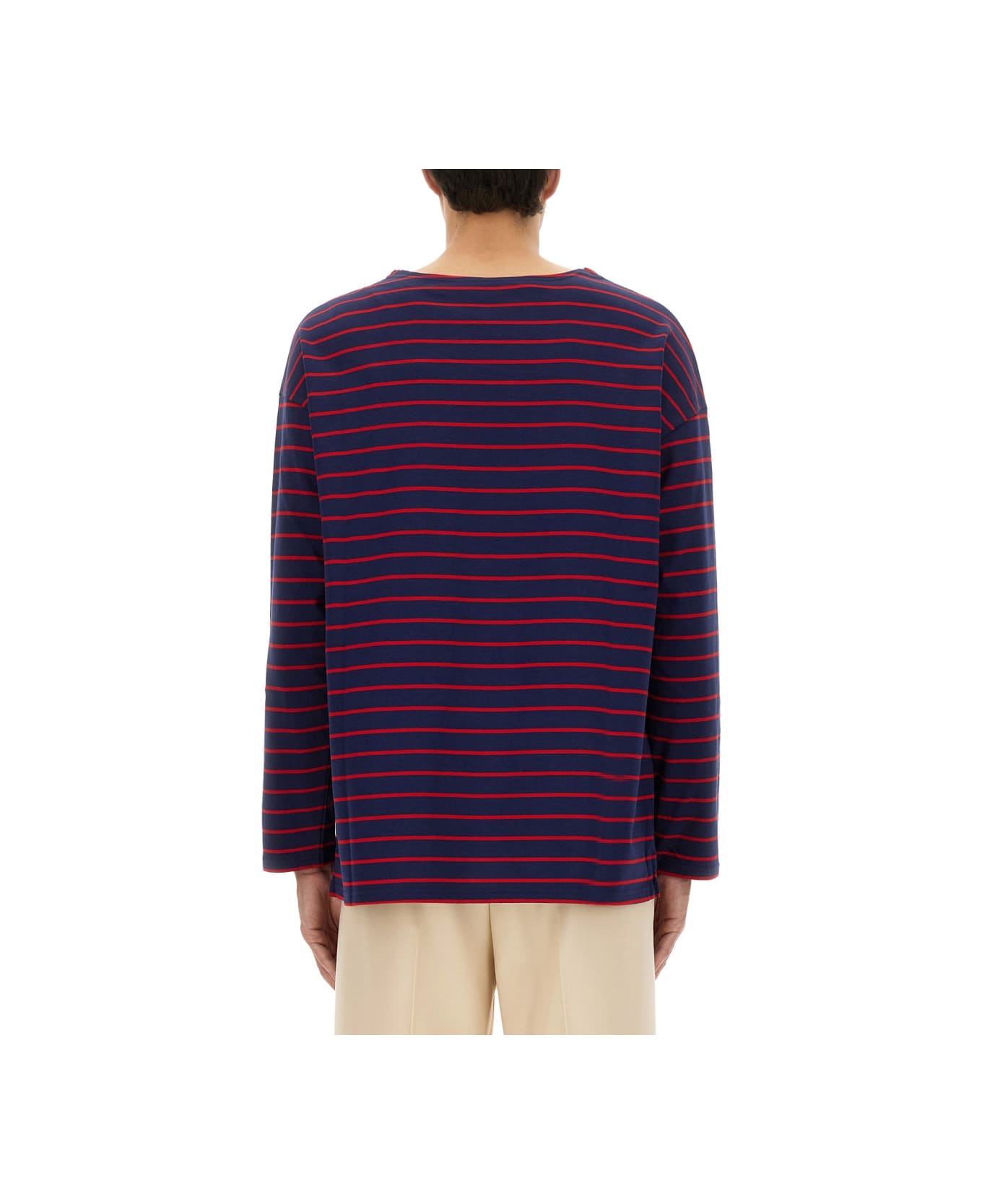 Valentino Long Sleeve T-shirt With "chez Valentino" Print - BLUE