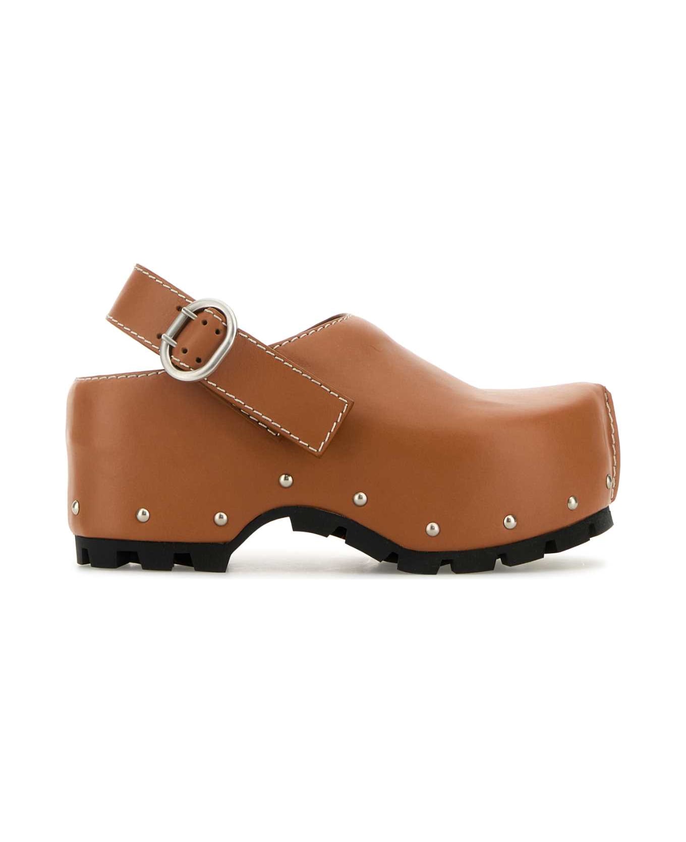 Jil Sander Caramel Leather Clogs - 225