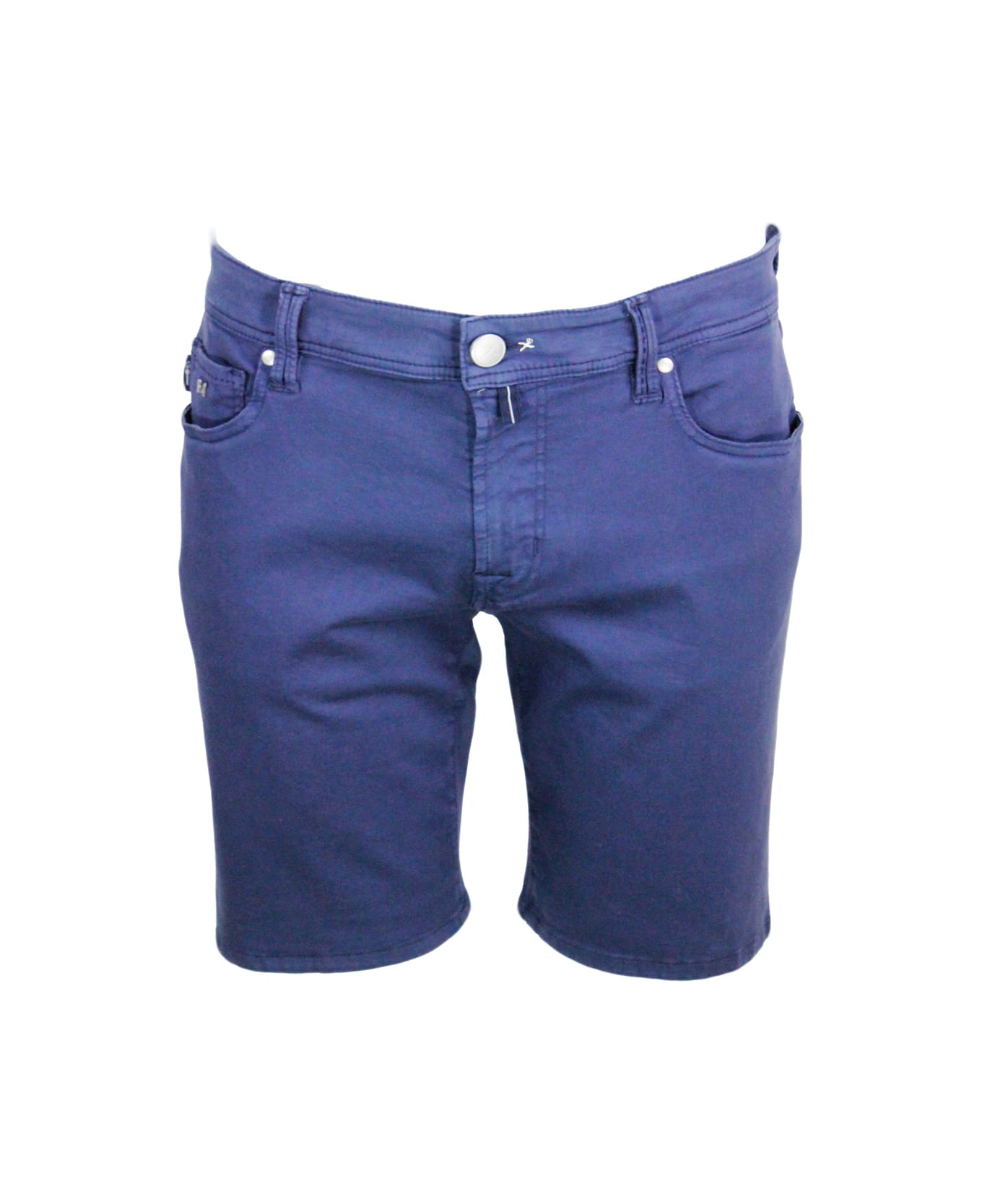 Sartoria Tramarossa Ascanio Slim Bermuda Shorts In Super Stretch Cotton Gabardine With 5 Pockets And Tailored Stitching - Blu light ショートパンツ