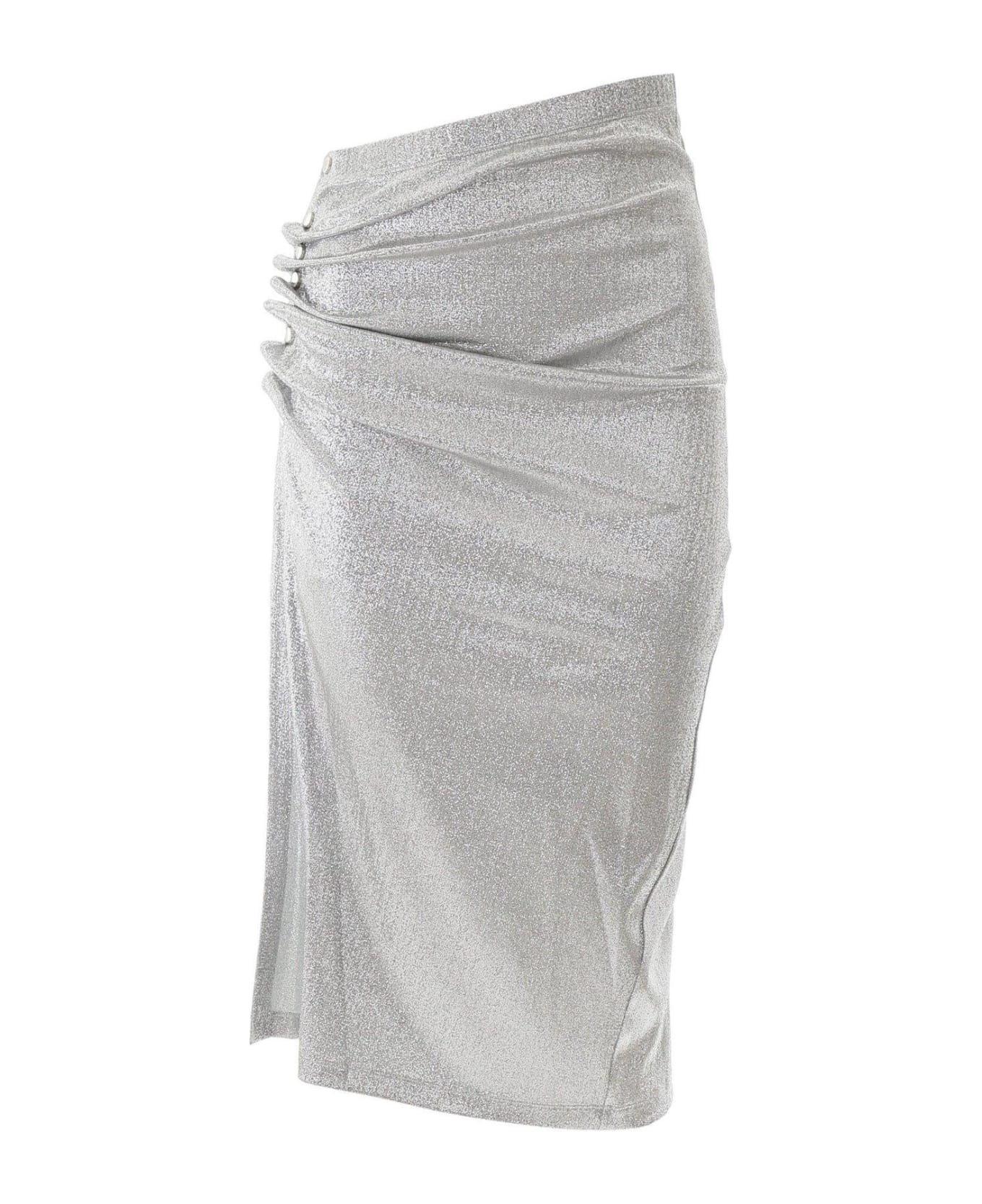 Paco Rabanne Drapped Button Skirt - Silver