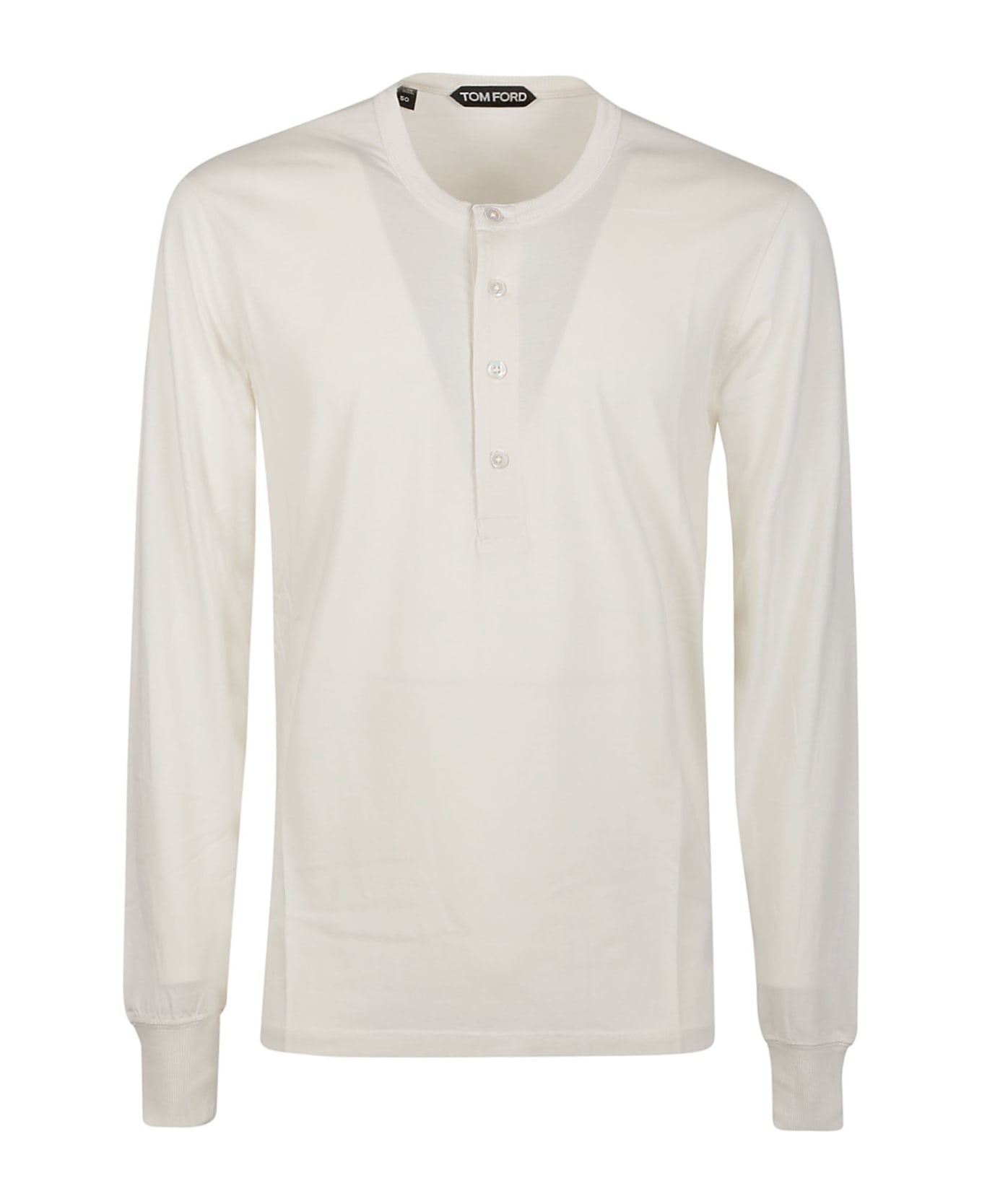 Tom Ford Henley Long Sleeve Buttoned T-shirt - Ecru