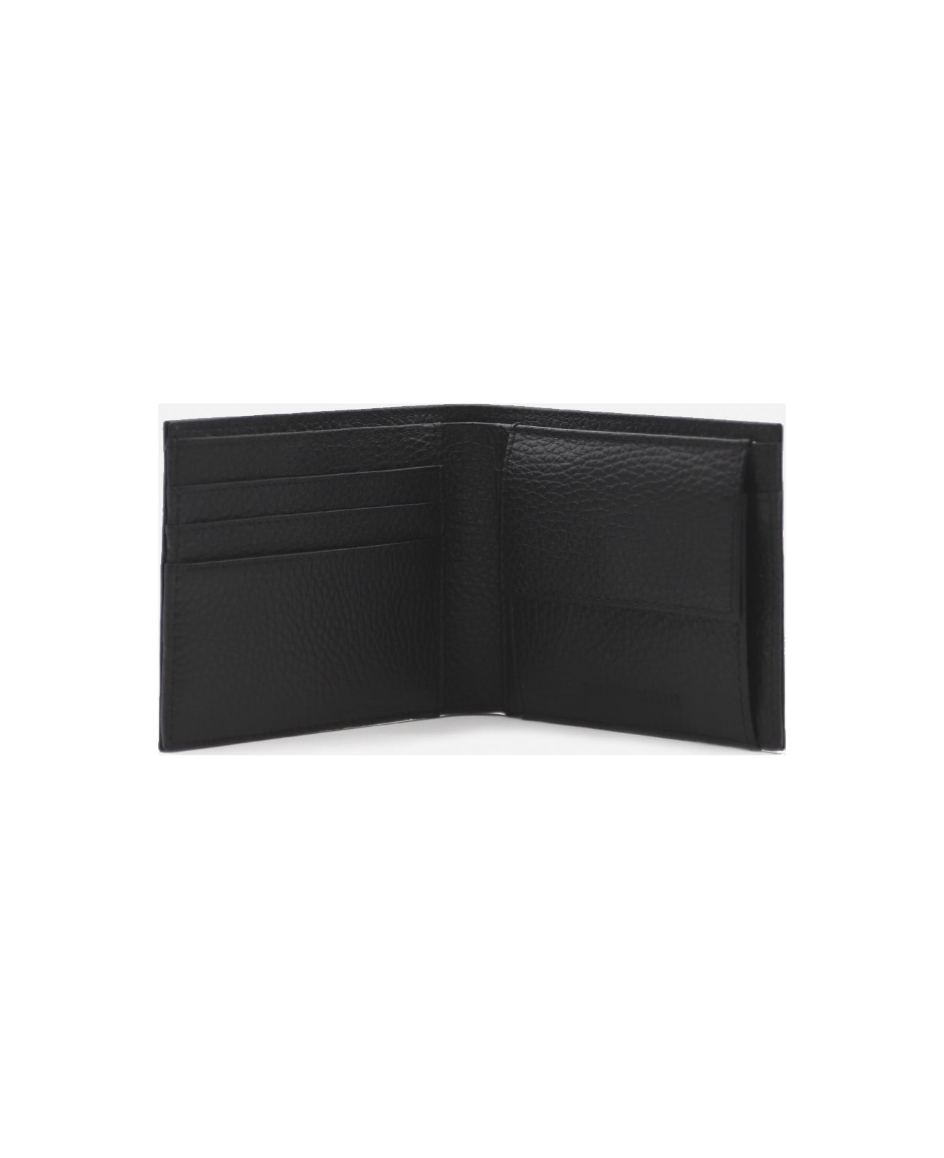 Emporio Armani Leather Wallet With Tone-on-tone Logo Application - Black 財布