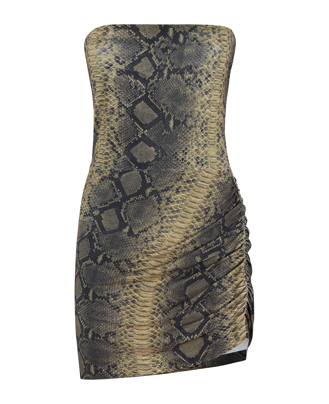 Norma Kamali Strapless Side Drape Pickleball Dress - Python