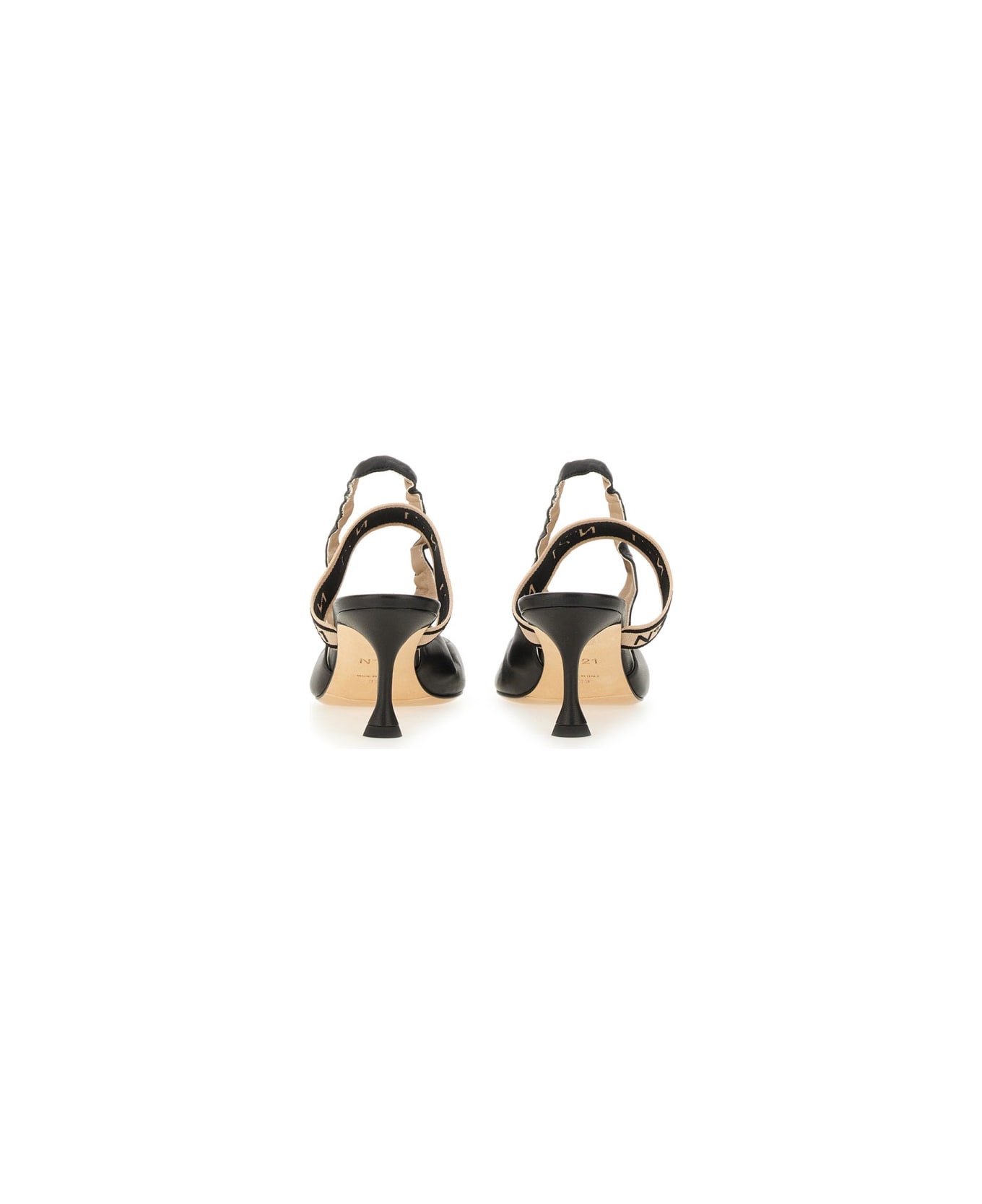N.21 Slingback With Logo - BLACK