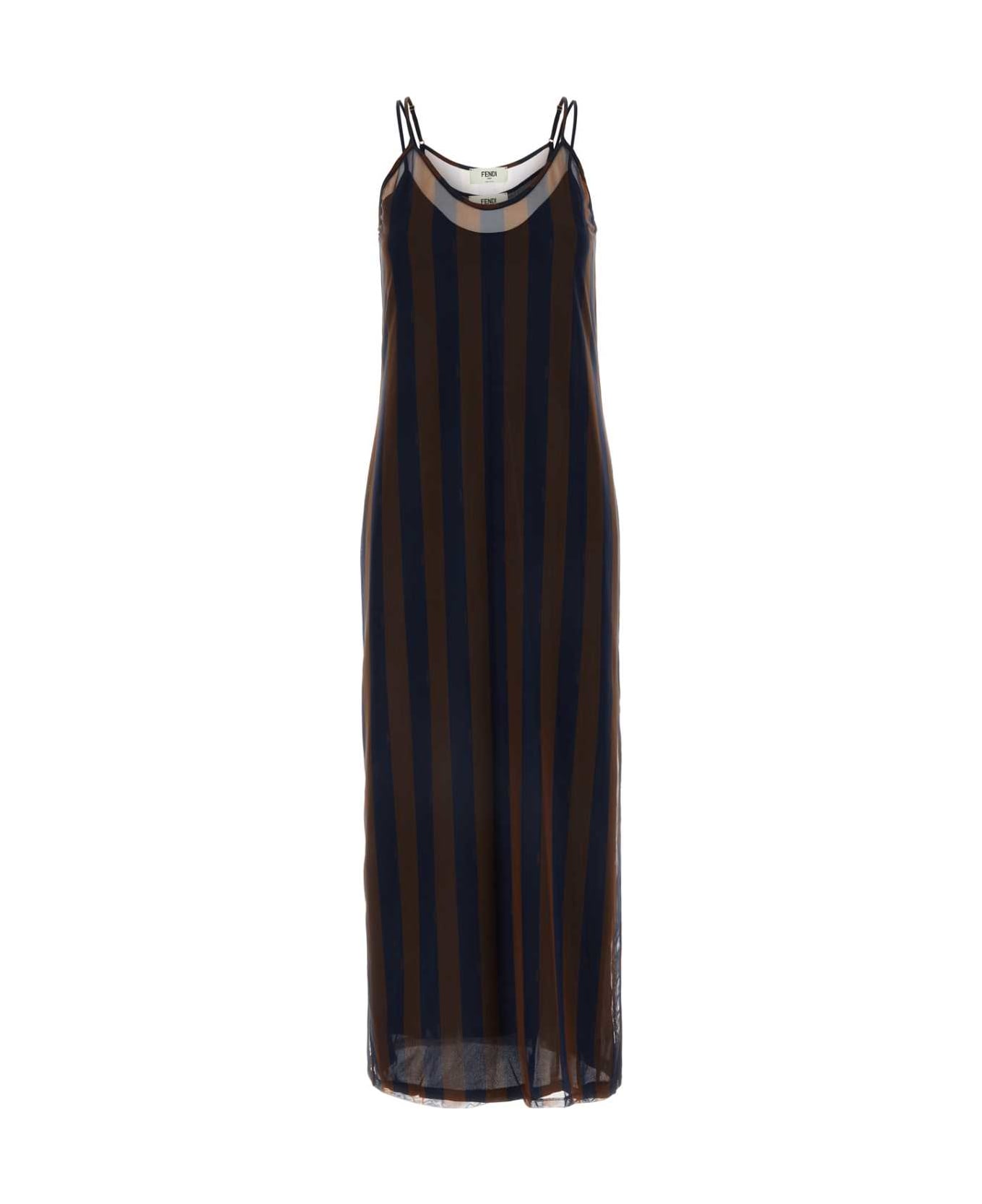 Fendi Printed Stretch Tulle Dress - COCOANAVY