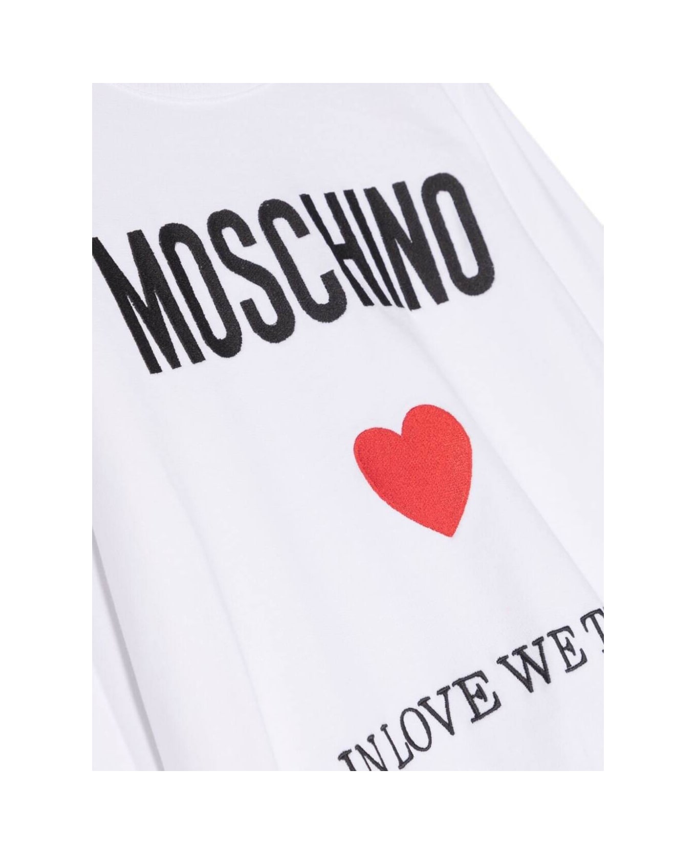 Moschino White Sweatshirt With Logo In Cotton Boy - White