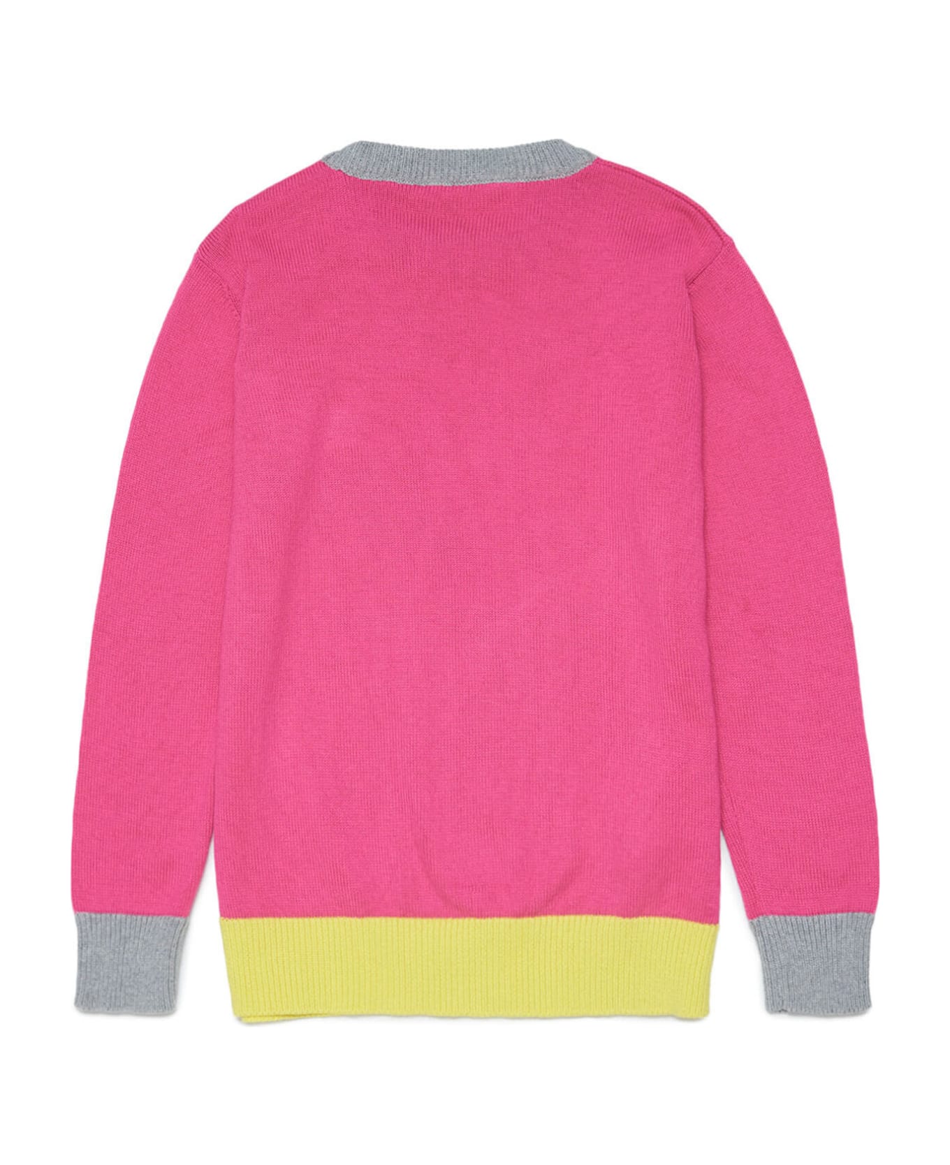 Marni Mk11u Knitwear Tkane Marni Fuchsia Crew-neck Sweater With Jacquard Logo - Bright fuxya