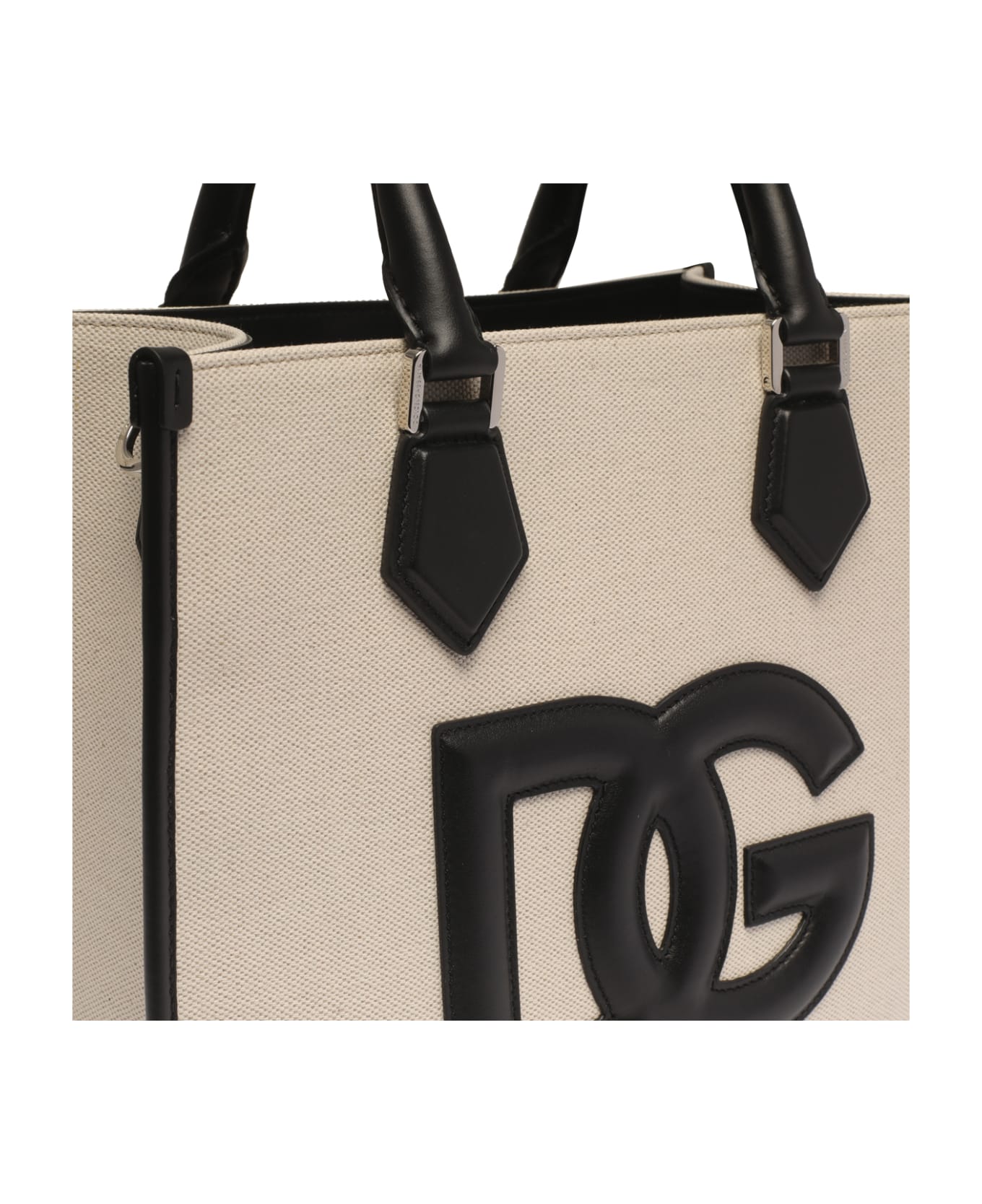 Dolce & Gabbana Logo Canvas Shopping Bag - White