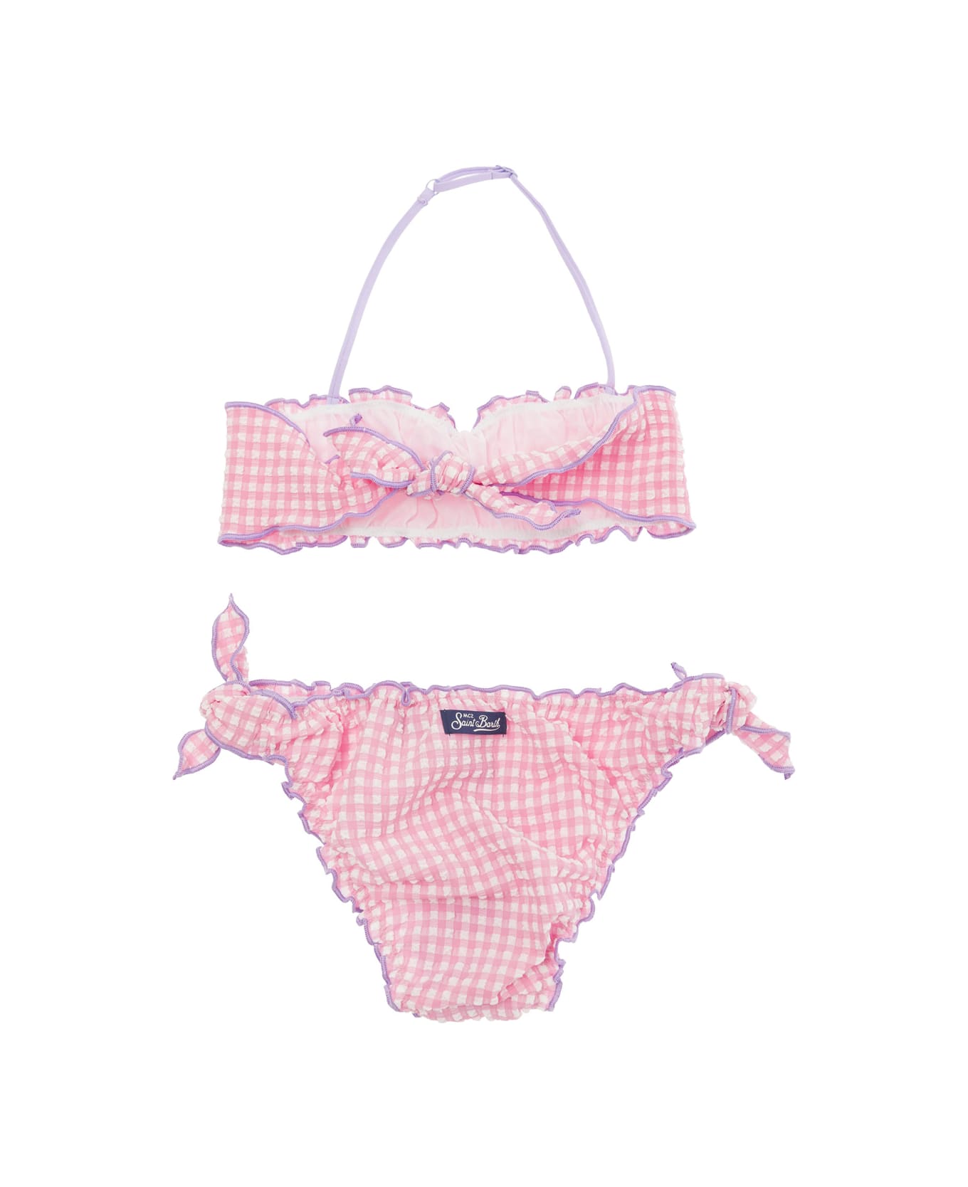 MC2 Saint Barth 'emy' Pink Two Piece Bikini With Check Motif In Stretch Fabric Girl - Pink