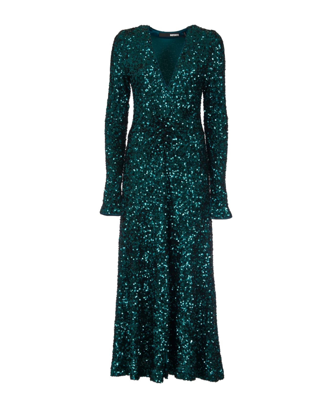 Rotate by Birger Christensen V-neck Sequin Coated Long Dress - Sea moss ワンピース＆ドレス