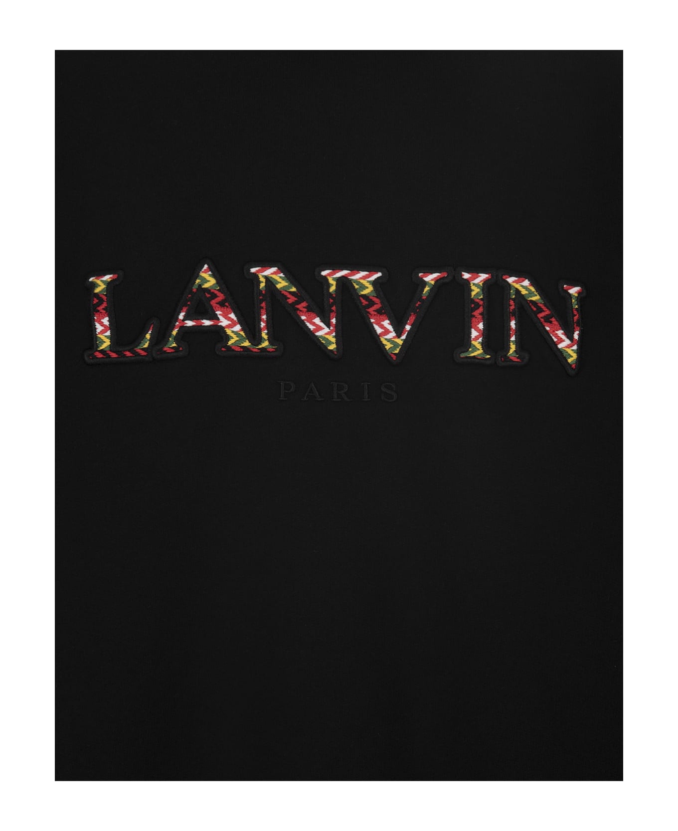 Lanvin Black Sweatshirt With Embroidered Lanvin Curb Logo - Black
