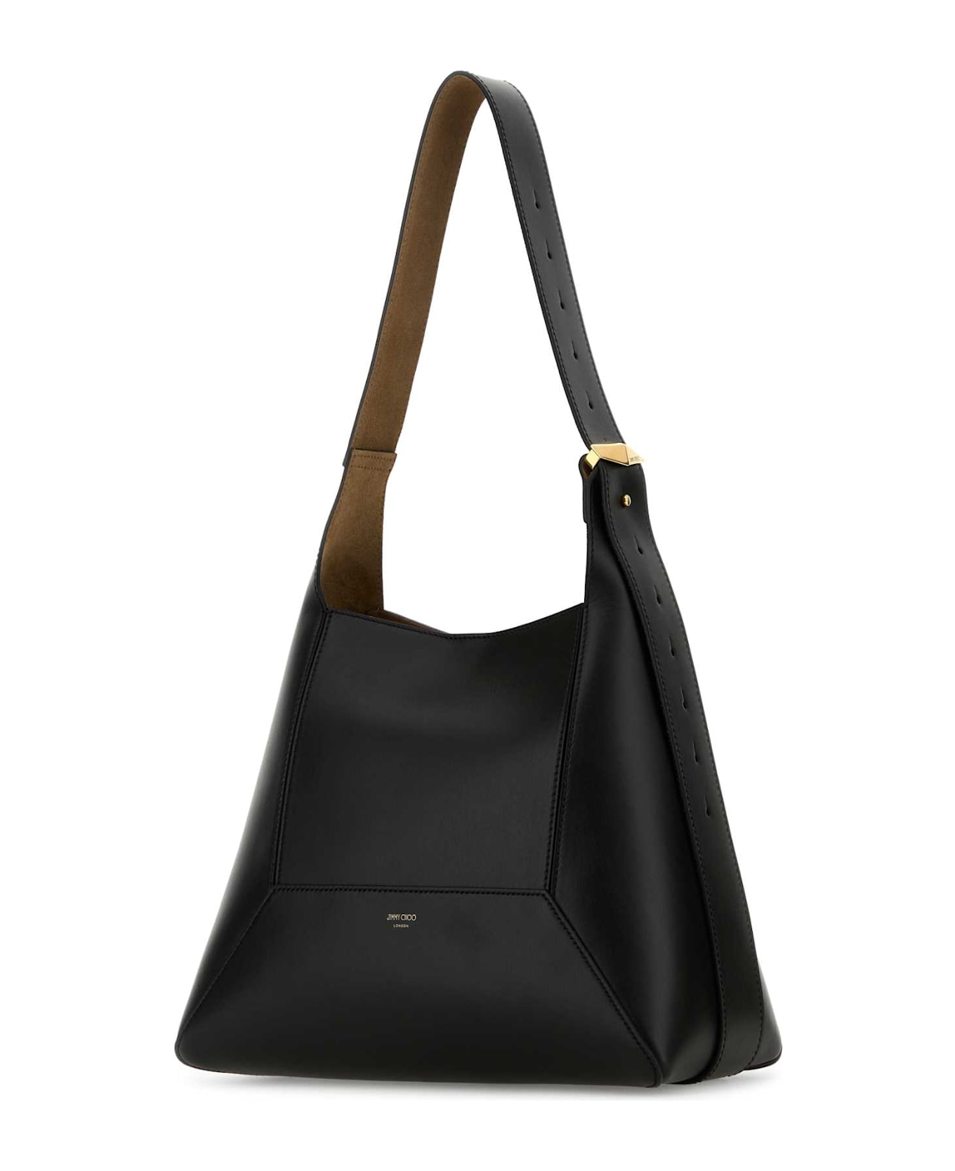 Jimmy Choo Black Leather Diamond Shoulder Bag - BLACKGOLD