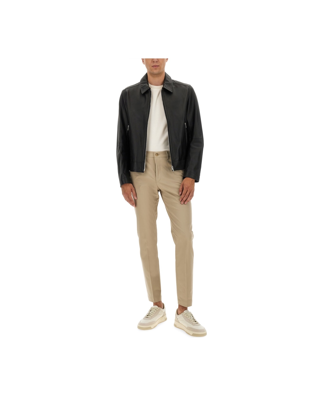 Hugo Boss Leather Jacket - BLACK