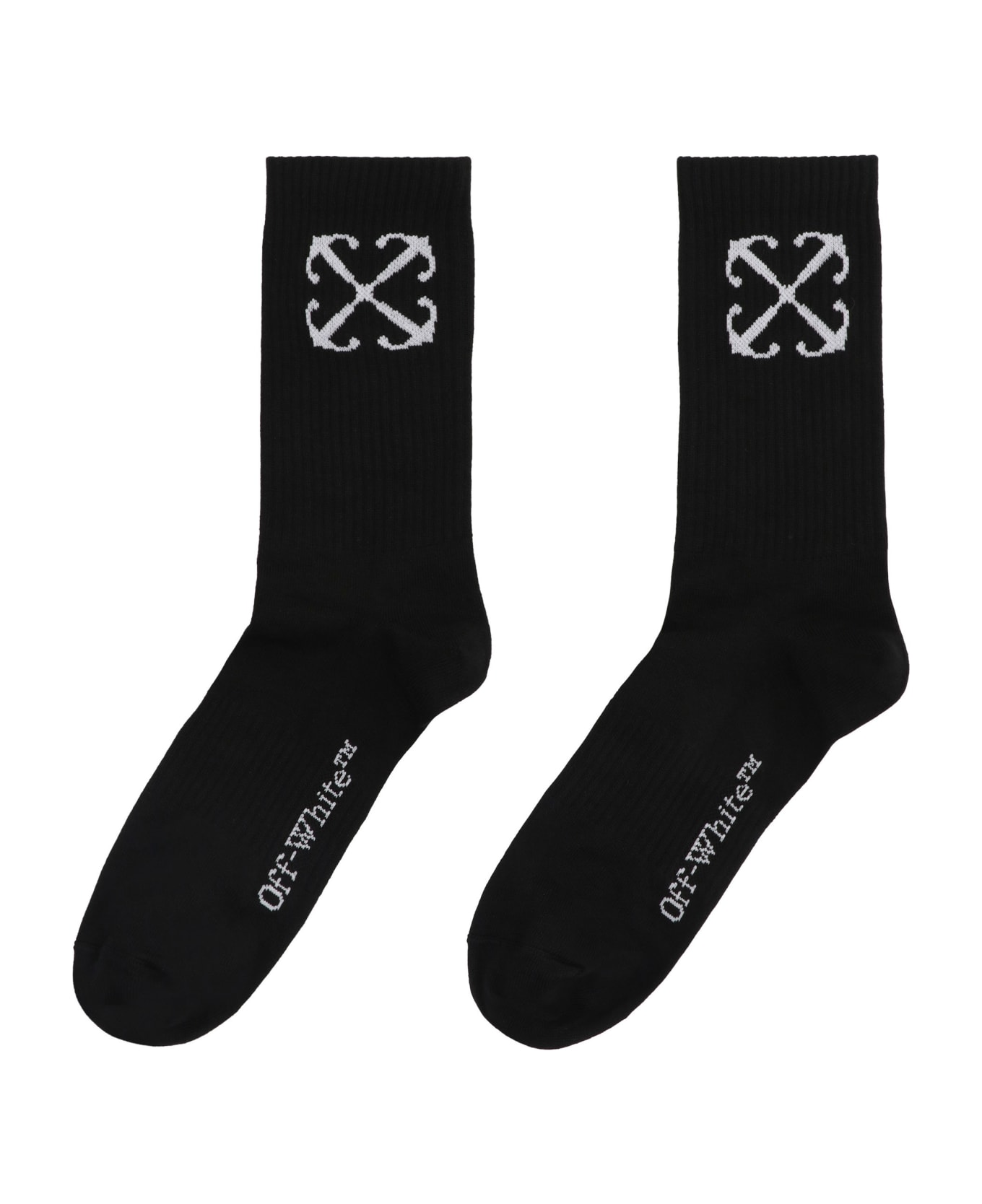 Off-White Logo Cotton Blend Socks - black