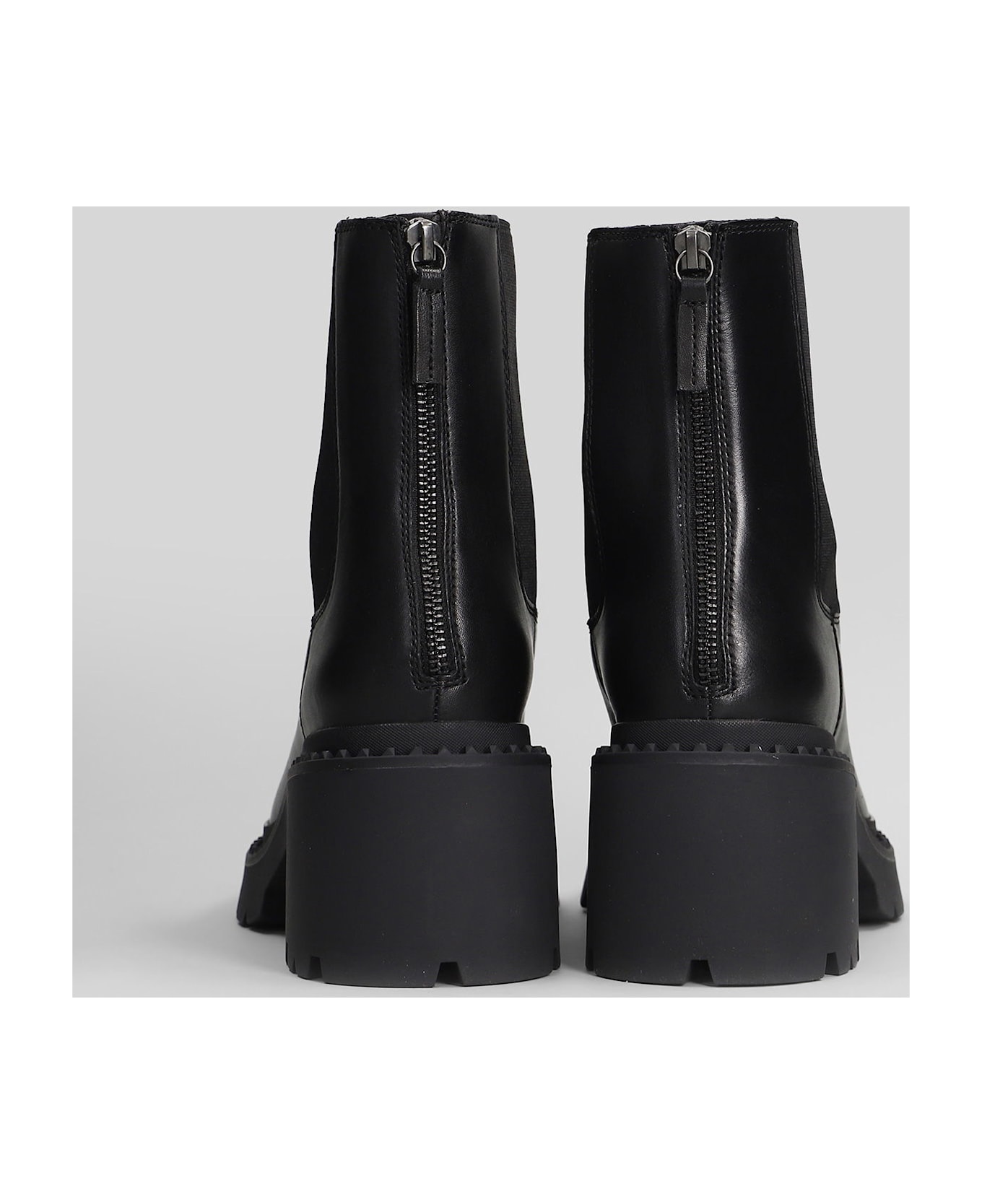 Ash Newton High Heels Ankle Boots In Black Leather - black