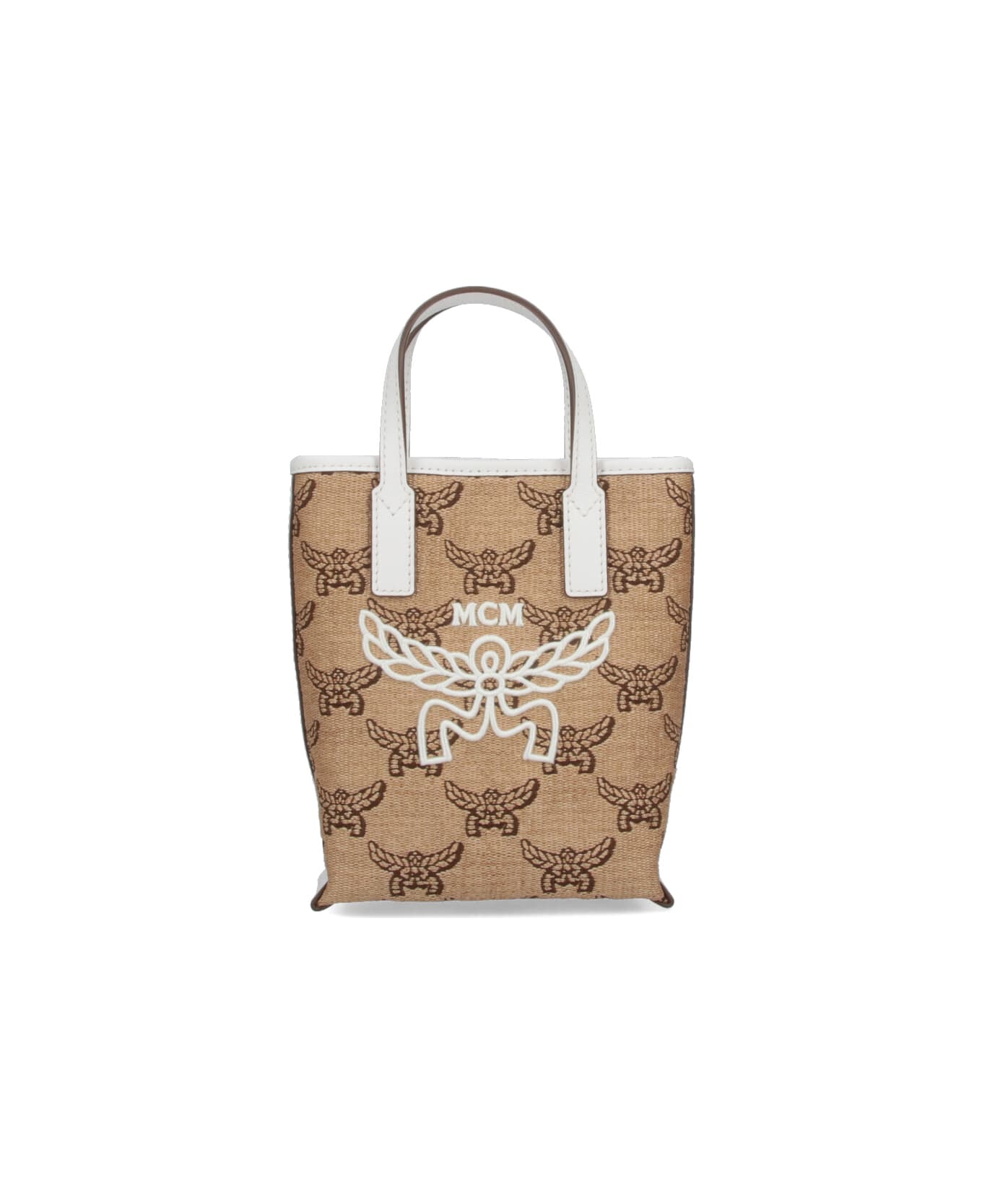 MCM Logo Tote Bag - Beige