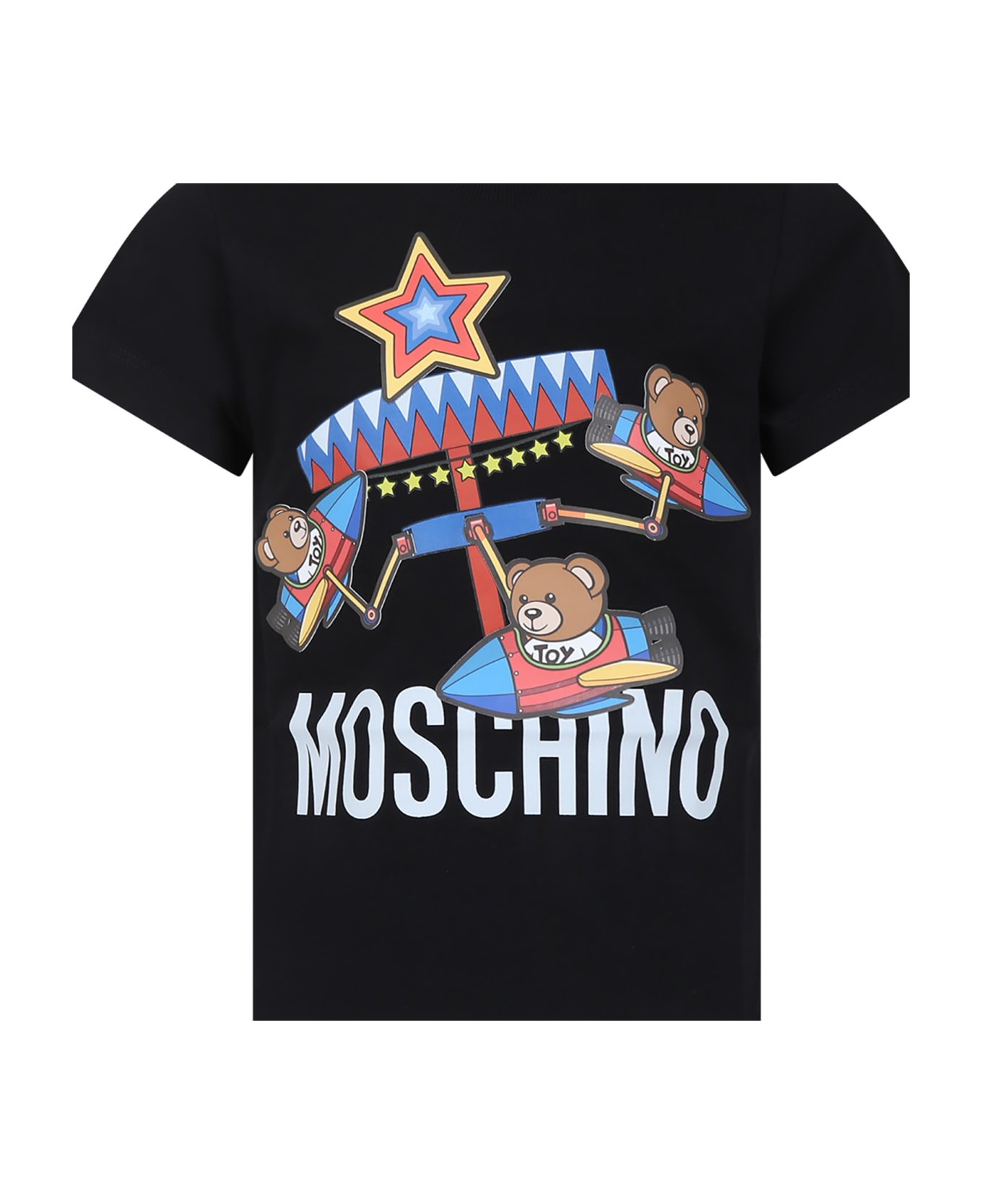 Moschino Black T-shirt For Kids With Teddy Bears Print - Black Tシャツ＆ポロシャツ