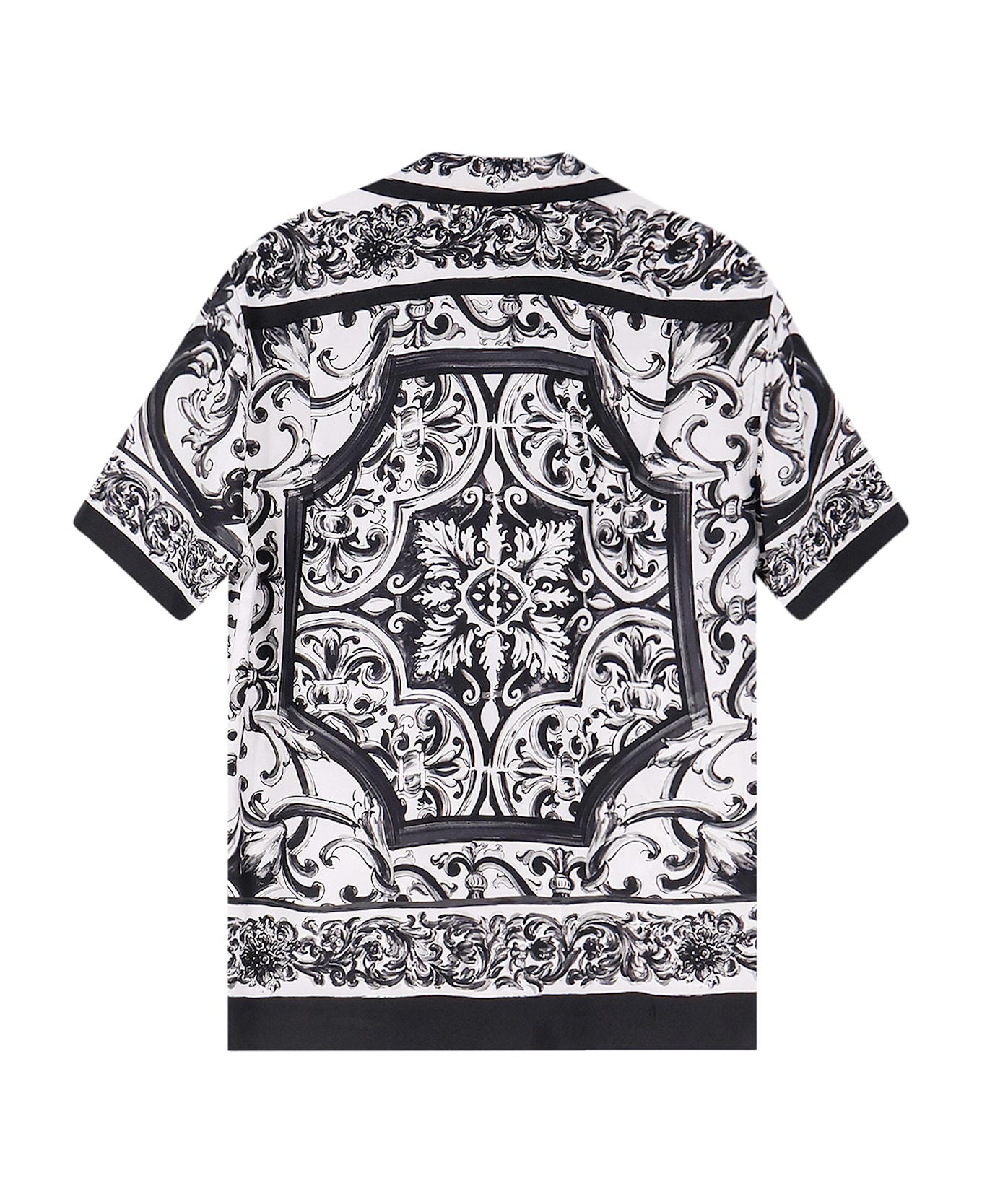 Dolce 
Gabbana Silk Shirt With Maiolica Print - MAIOLICA 3L NERO