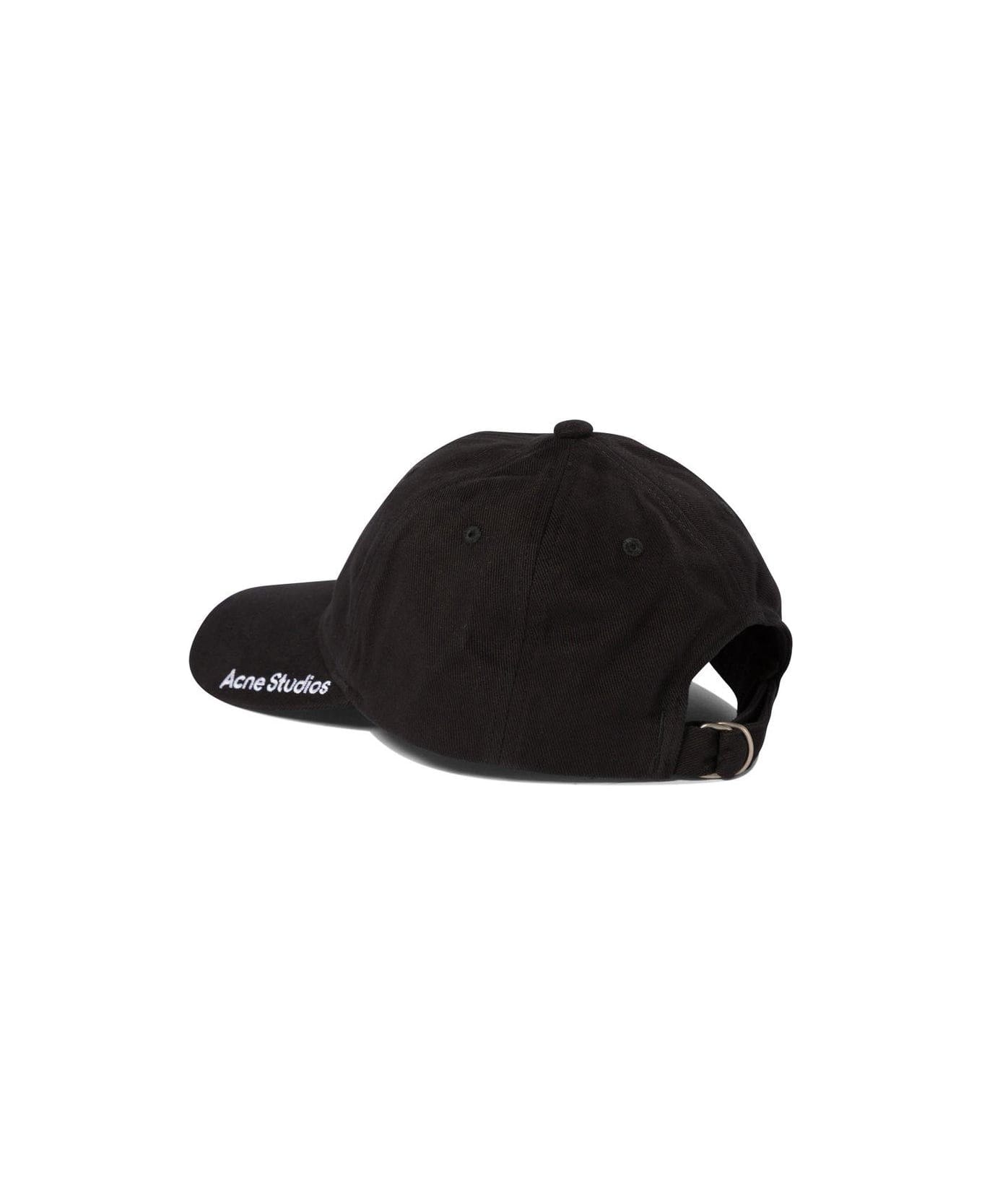 Acne Studios Logo Embroidered Curved Peak Cap - Black