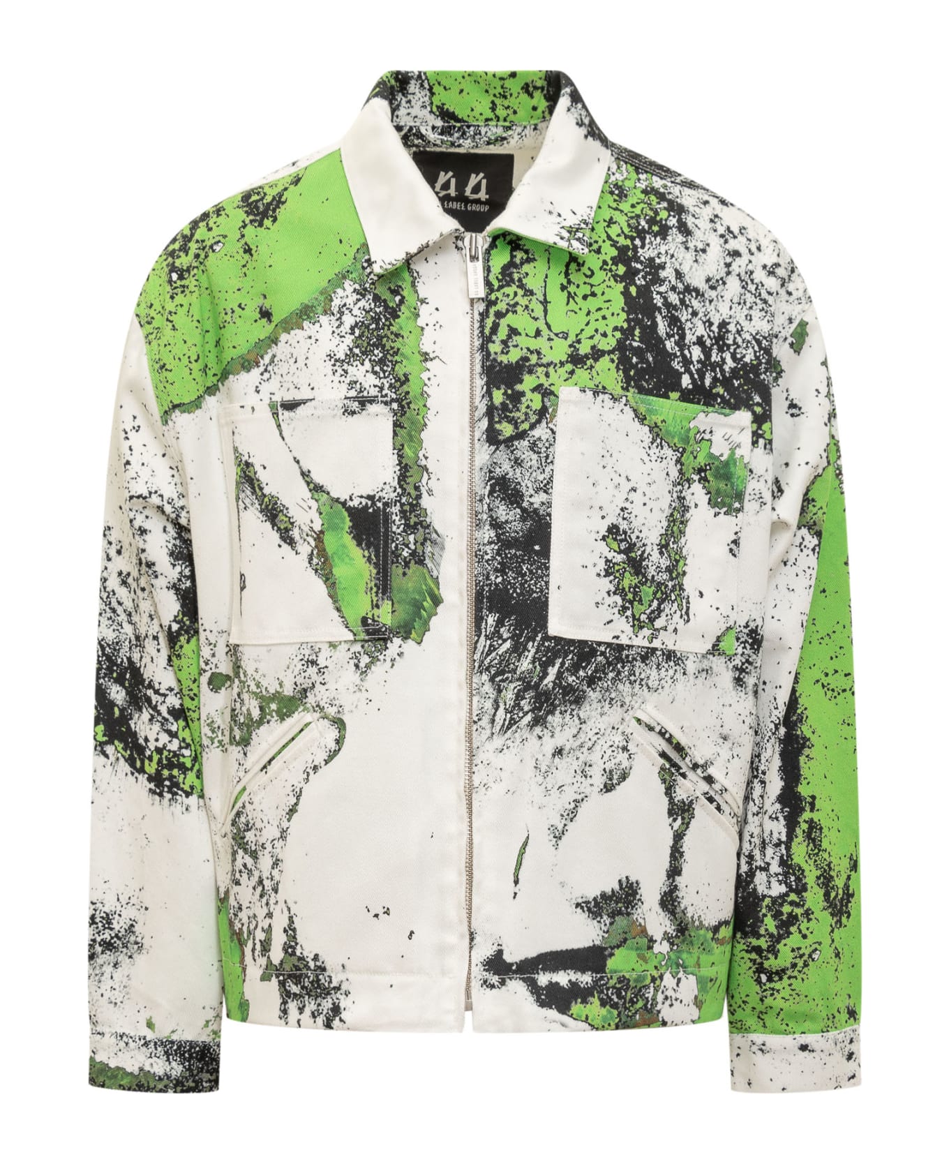 44 Label Group Jacket With Corrosive Effect - WHITE-GRUNGE GREEN