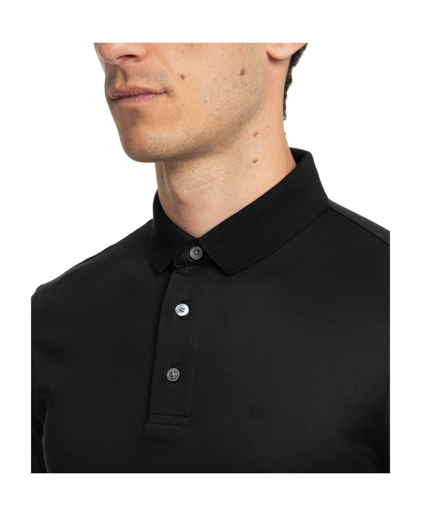 Emporio Armani Cotton Polo Shirt - Black