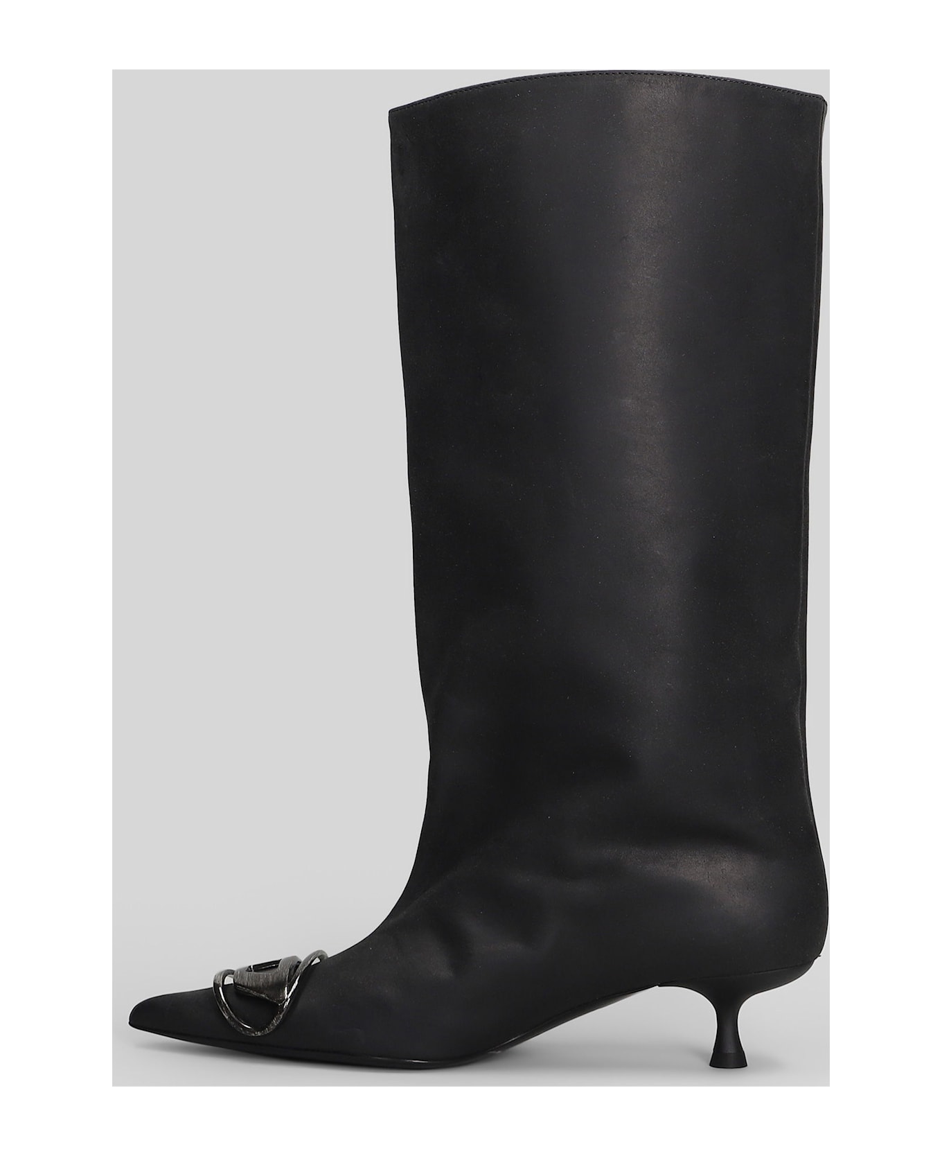 Diesel Venus 40 Tube High Heels Boots In Black Leather - black
