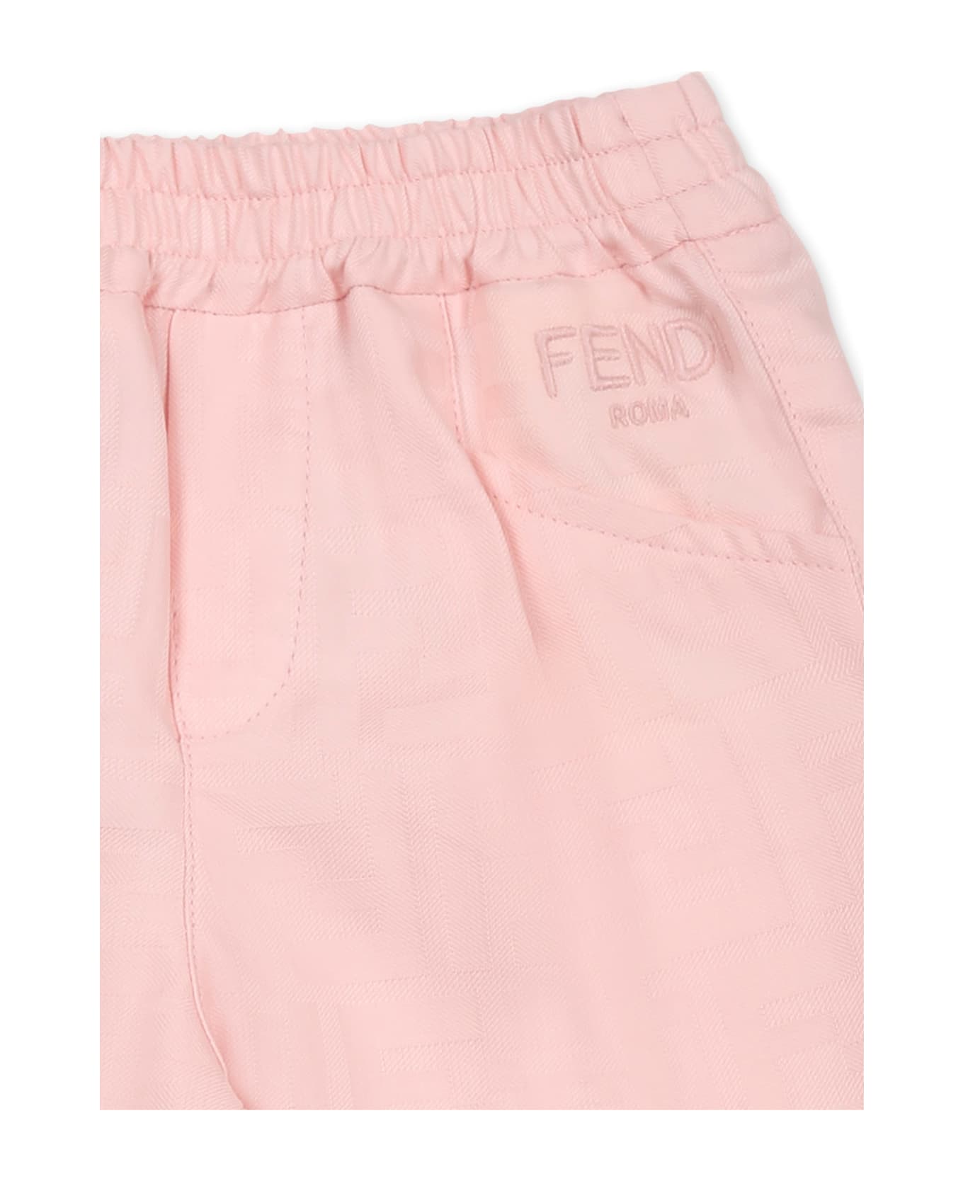 Fendi Pink Trousers For Baby Girl With Ff - Pink