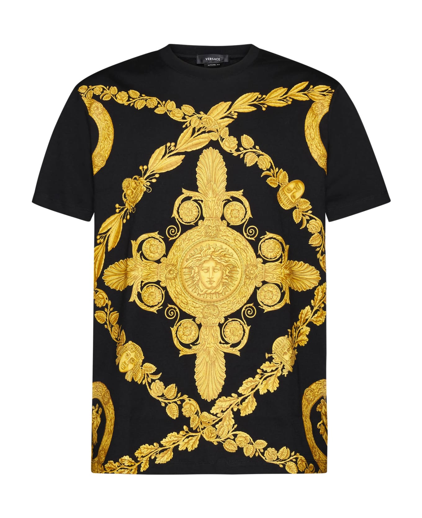 Versace Printed Cotton T-shirt - Nero/oro