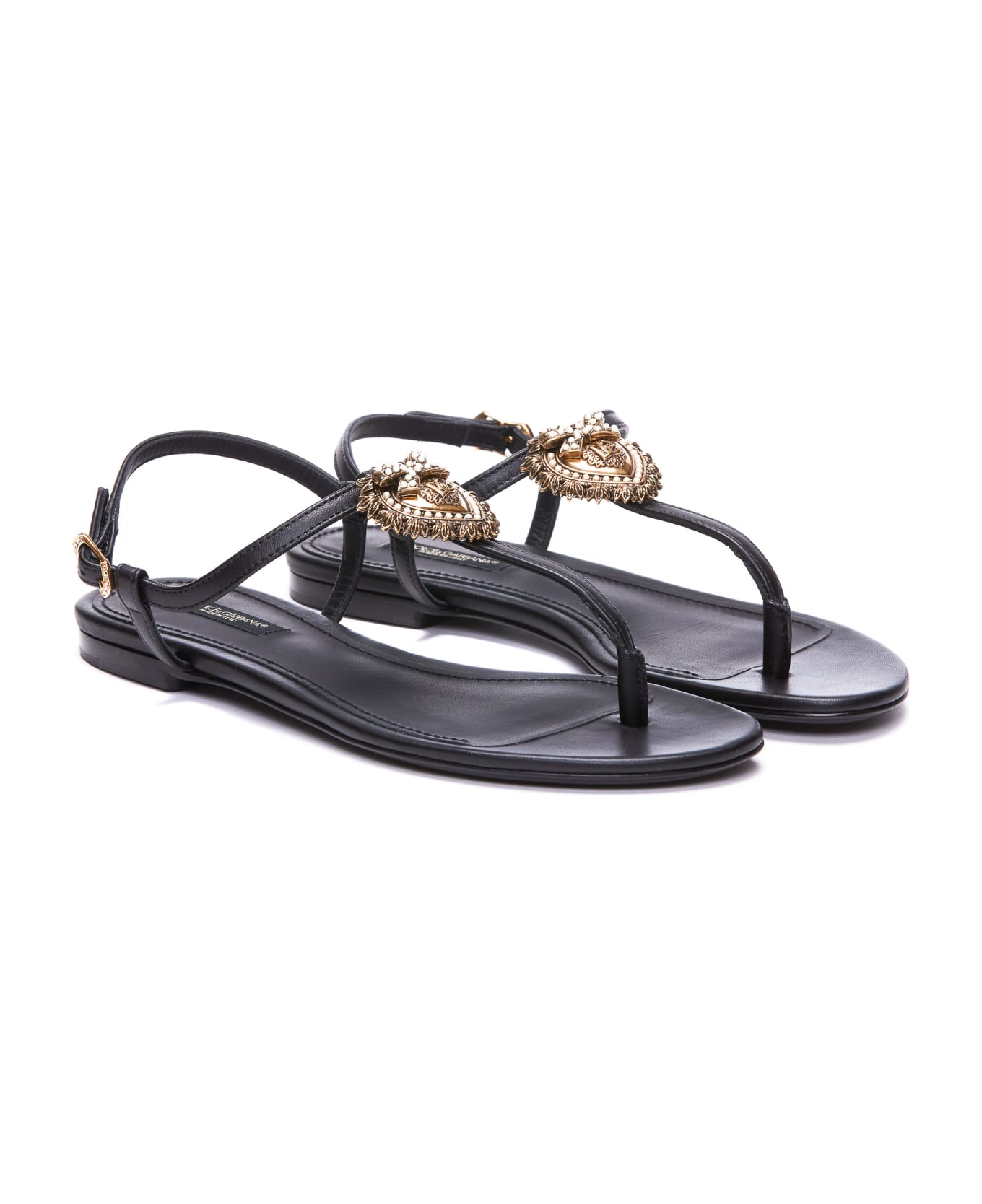 Dolce & Gabbana Devotion Nappa Thong Sandals - Black サンダル