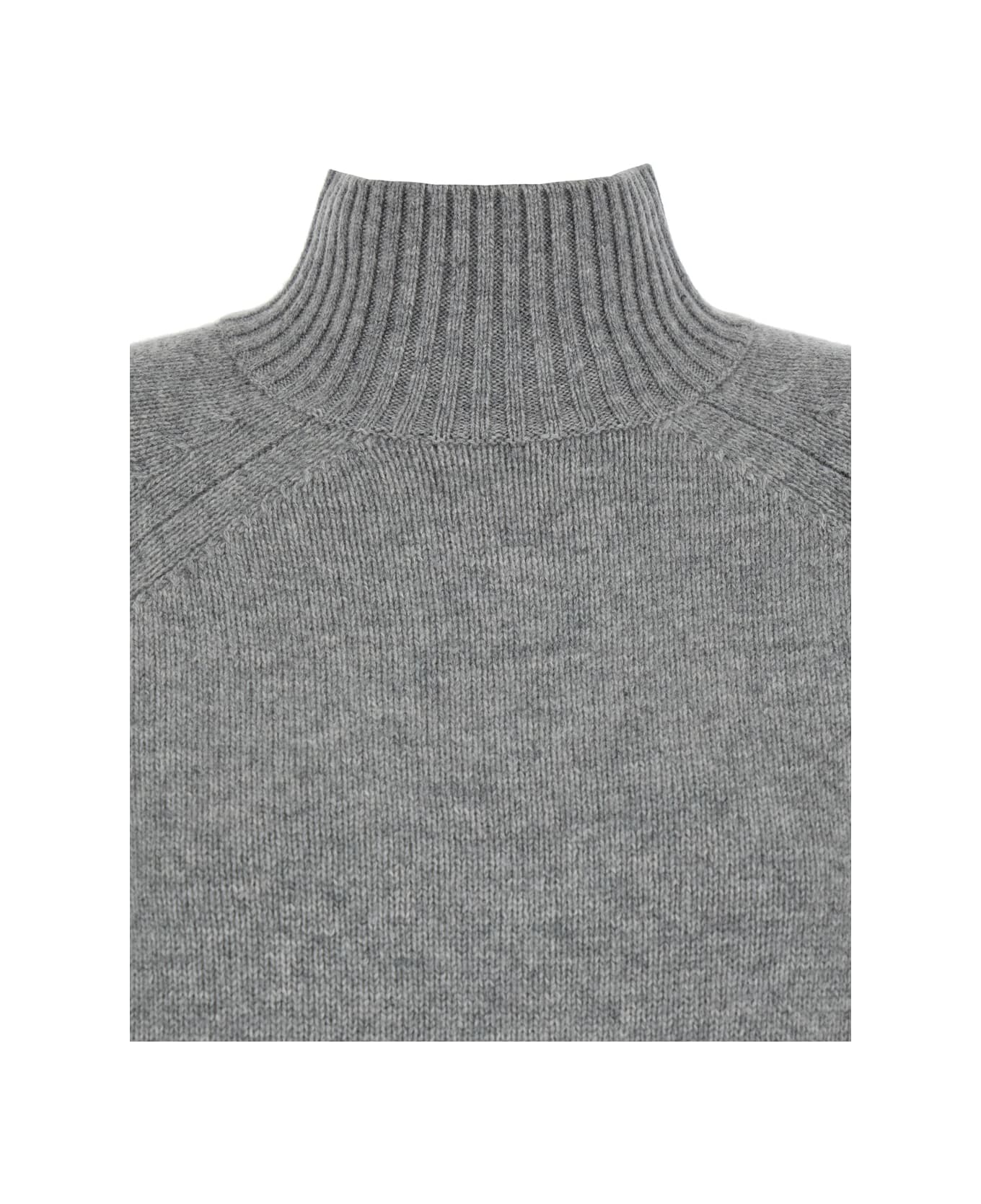 Allude Grey High Neck Sweater In Wool And Cashmere Woman - Grey