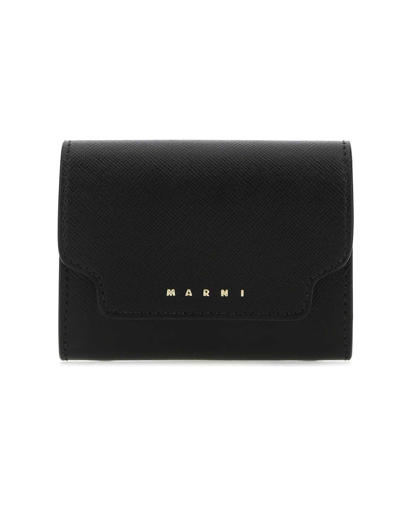 Marni Logo Print Foldover Top Wallet - Black