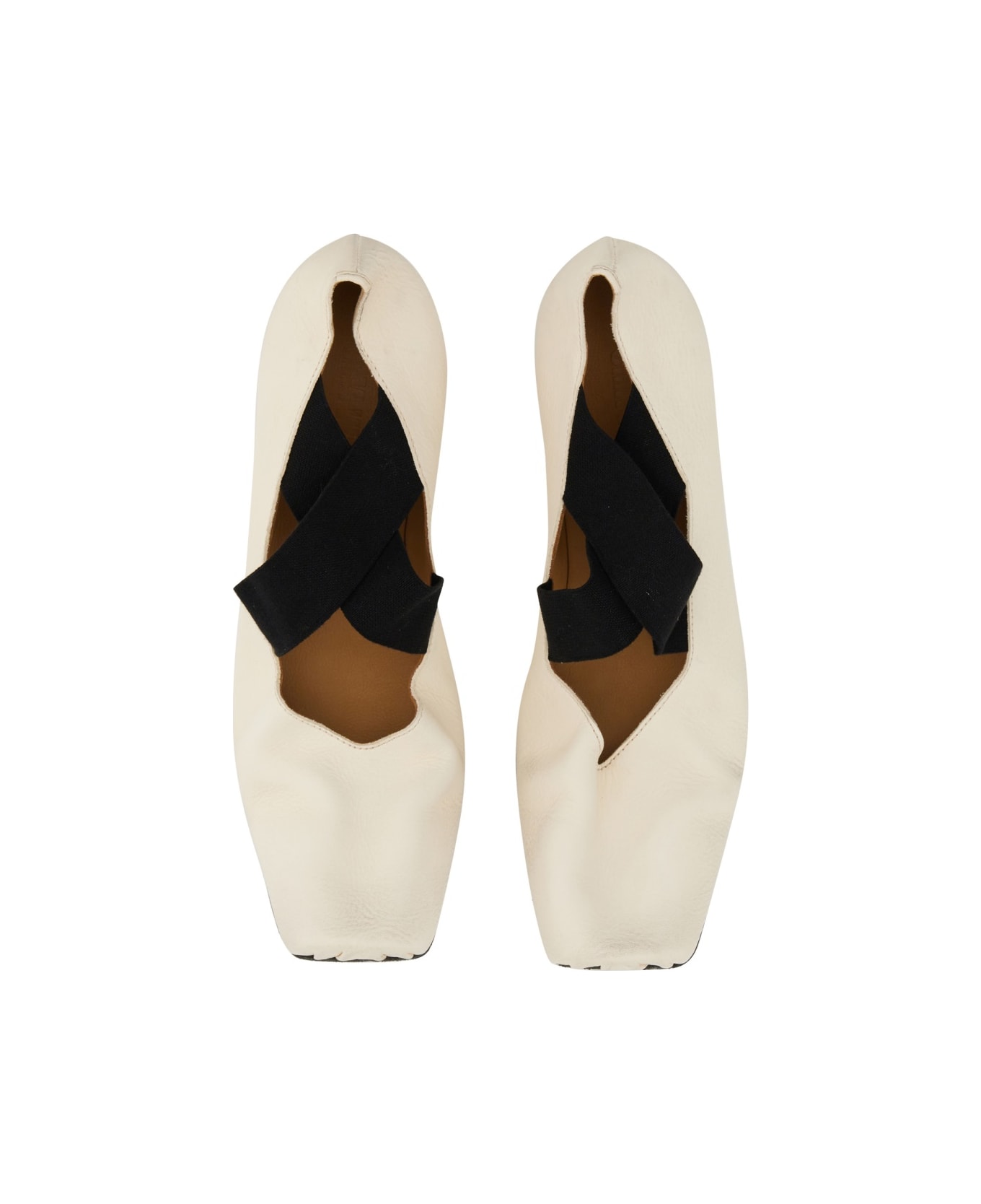 Uma Wang Leather Ballerina - WHITE フラットシューズ